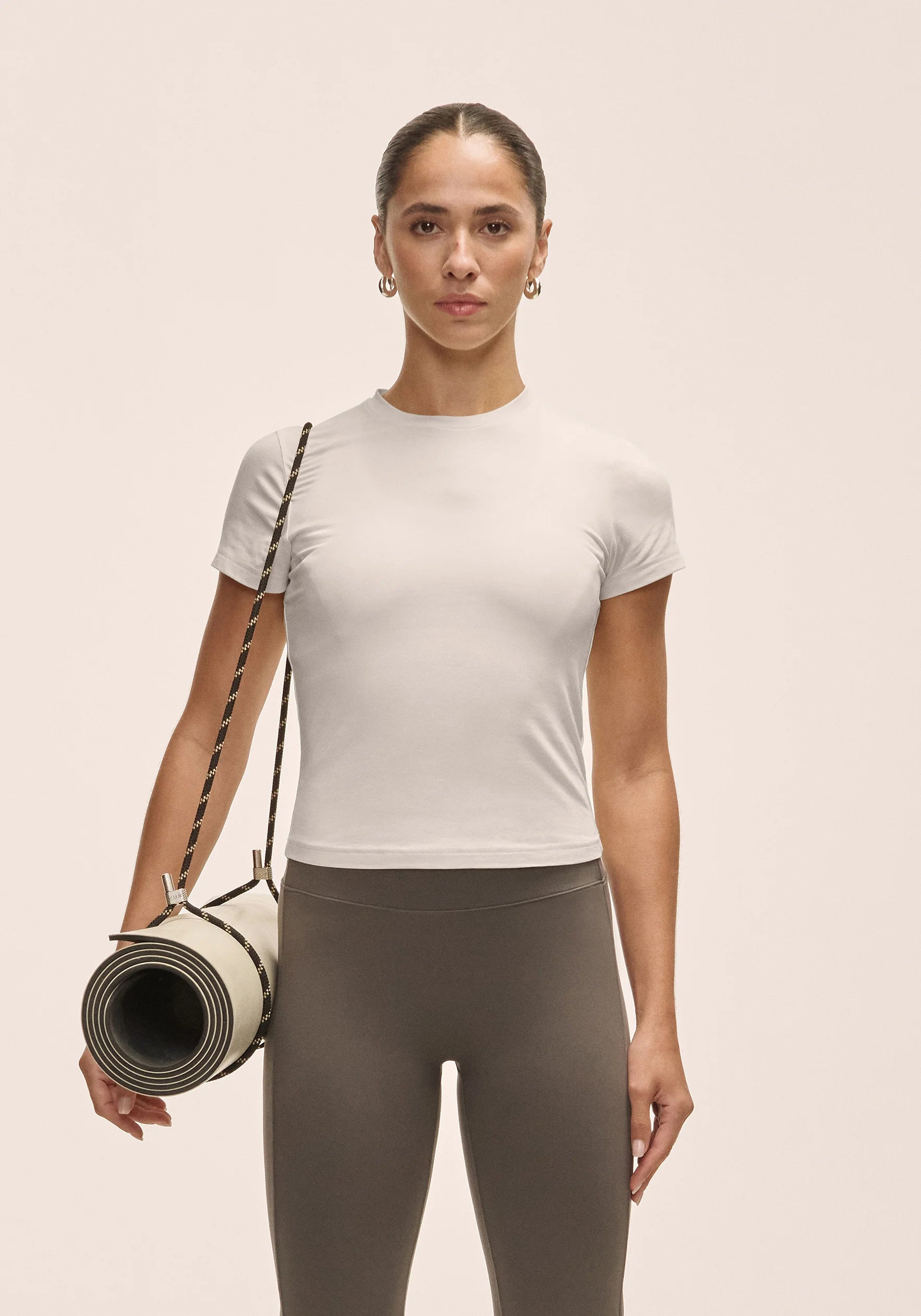 Cotton Blend Slim Tee - Off White