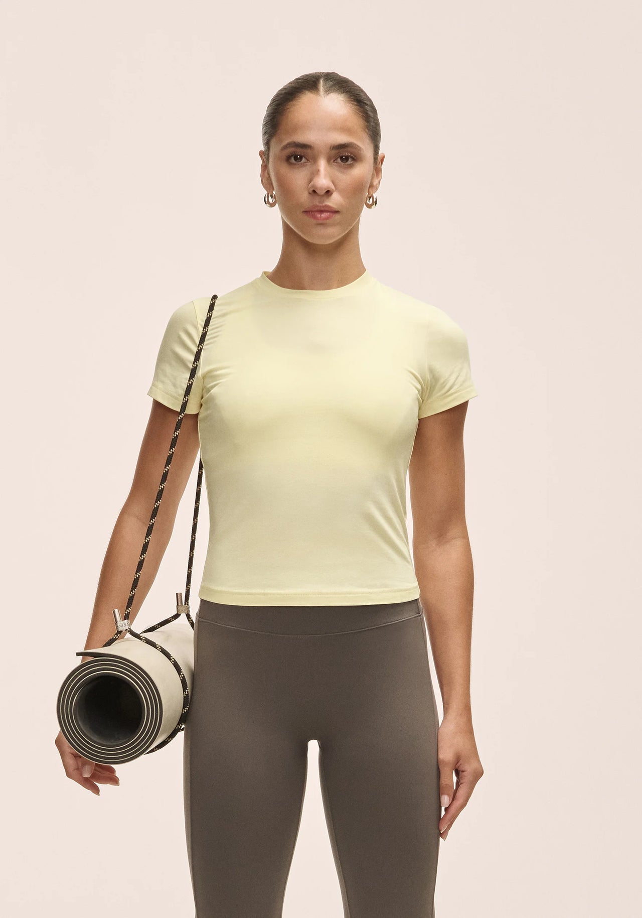 Cotton Blend Slim Tee - Yellow Steam