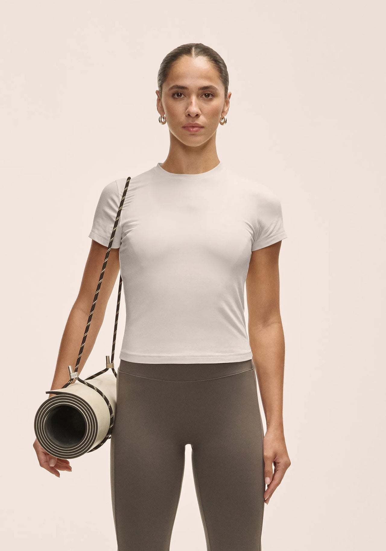Cotton Blend Slim Tee - White