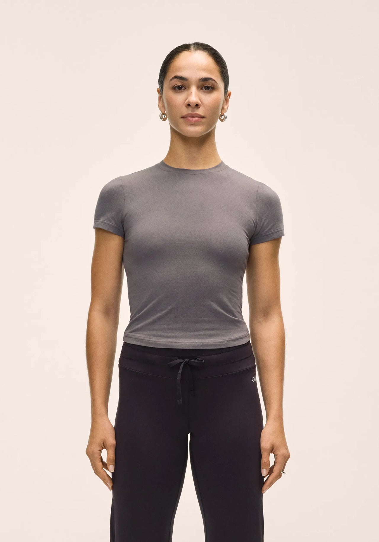 Cotton Blend Slim Tee - Dk Grey
