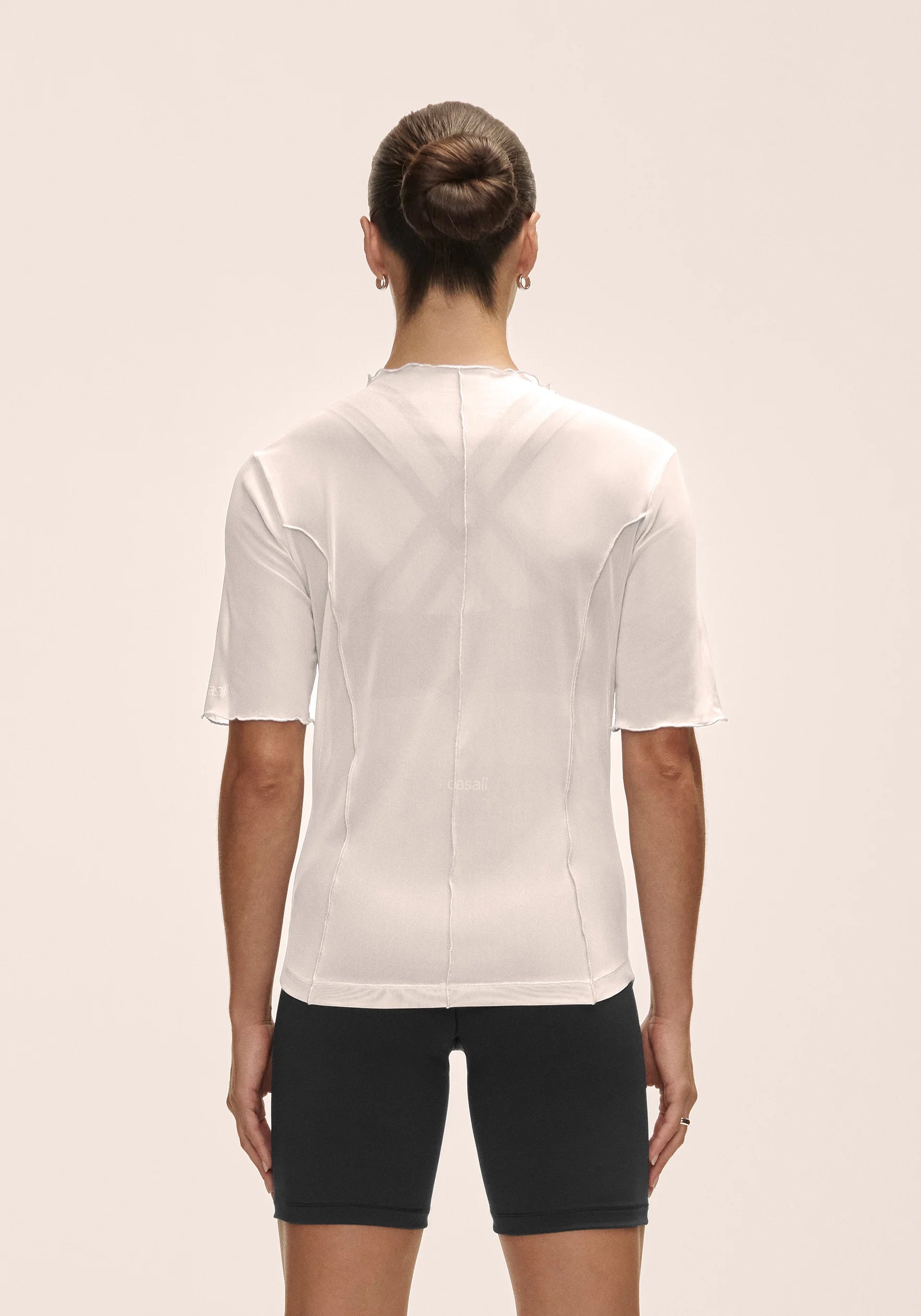 Seam Detail Mesh Tee - White
