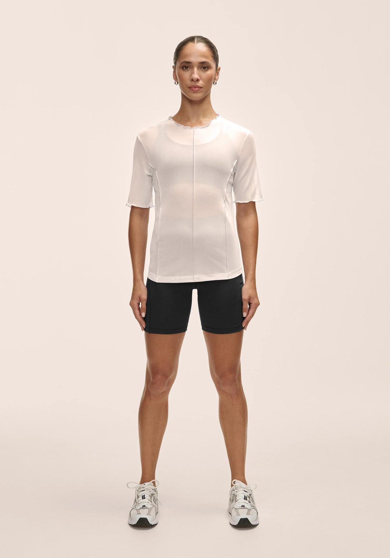 Seam Detail Mesh Tee - White
