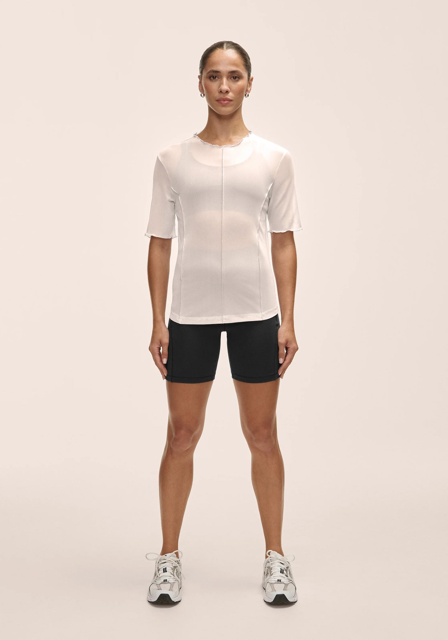 Seam Detail Mesh Tee - White