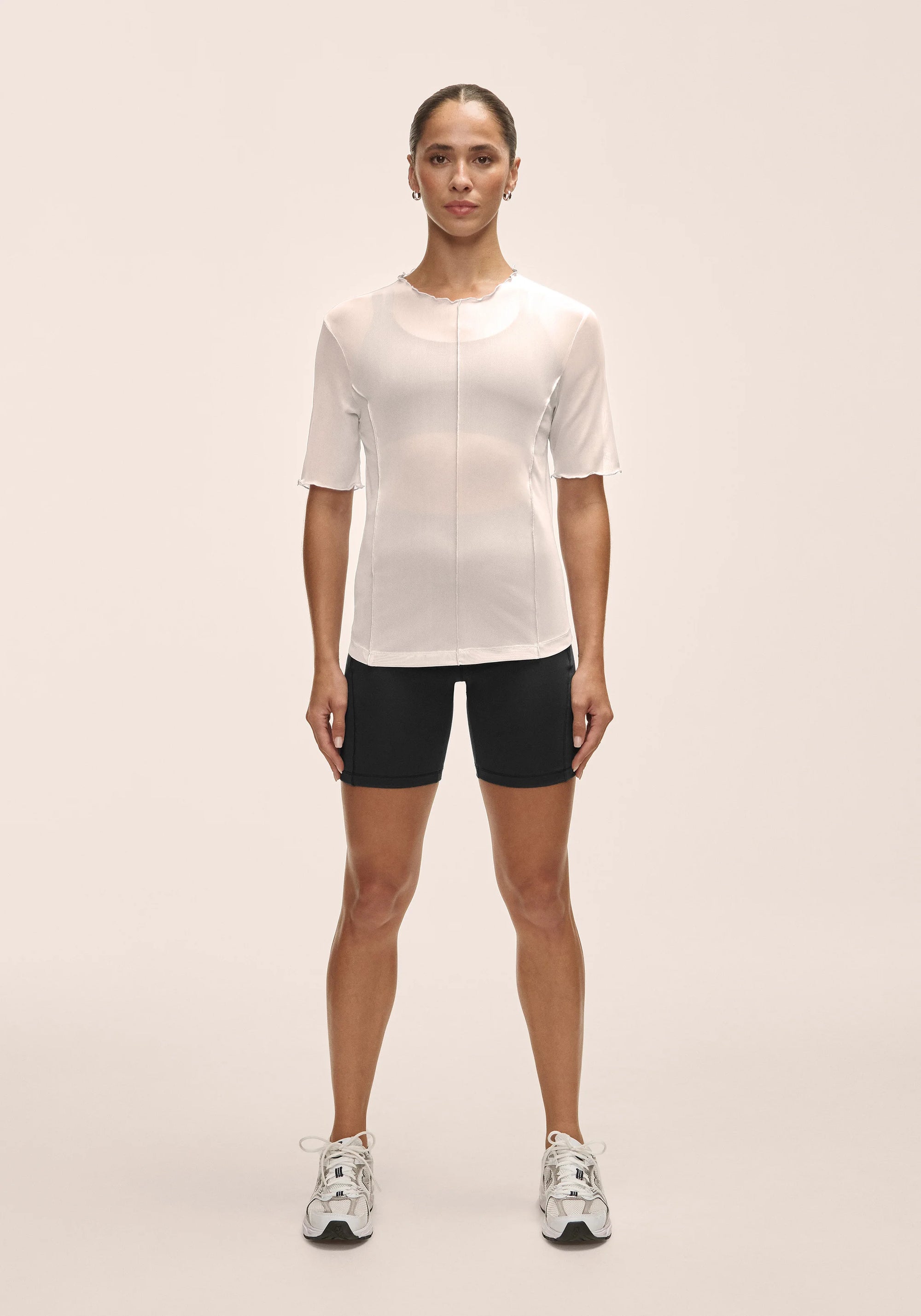 Seam Detail Mesh Tee - White