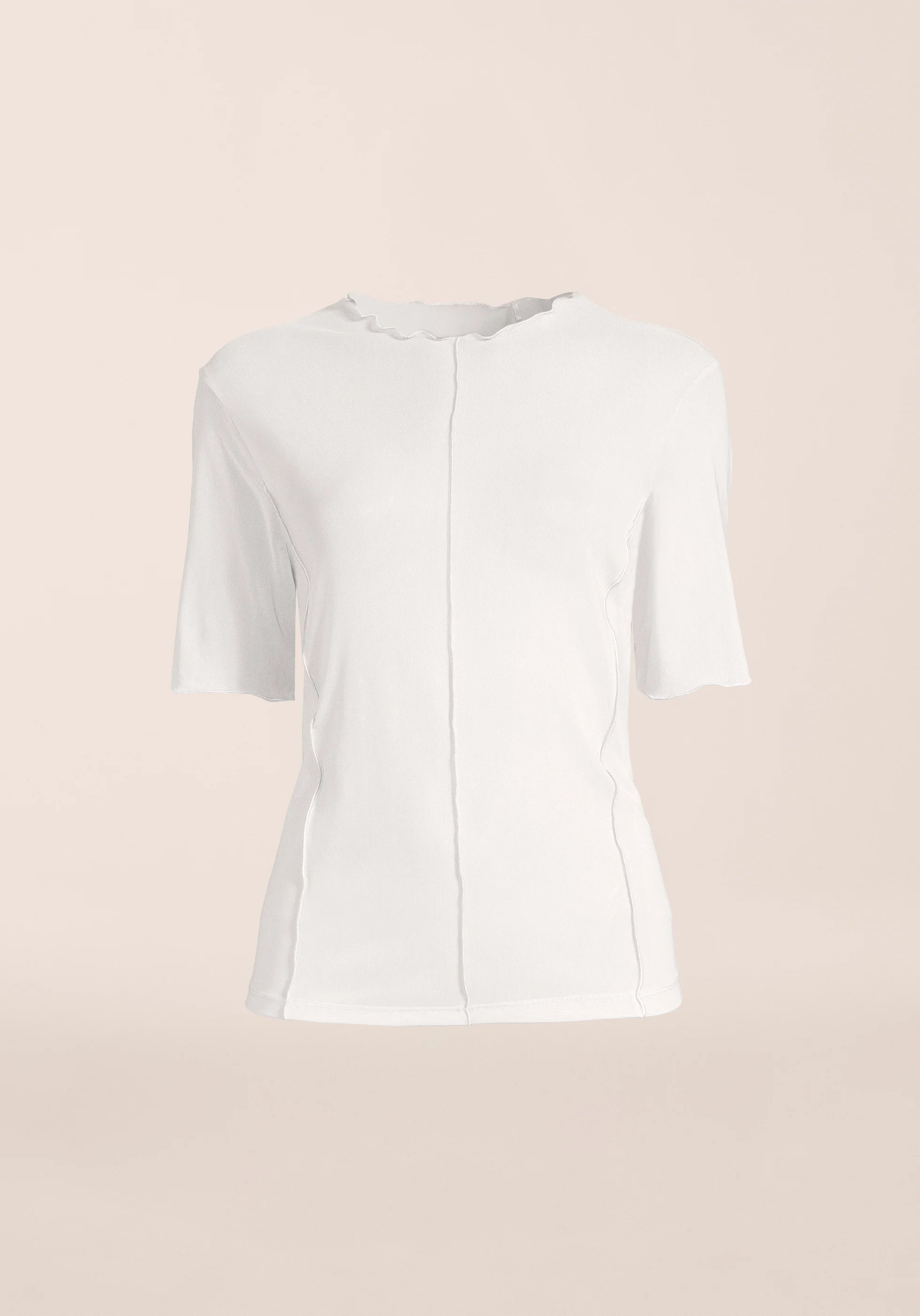 Seam Detail Mesh Tee - White