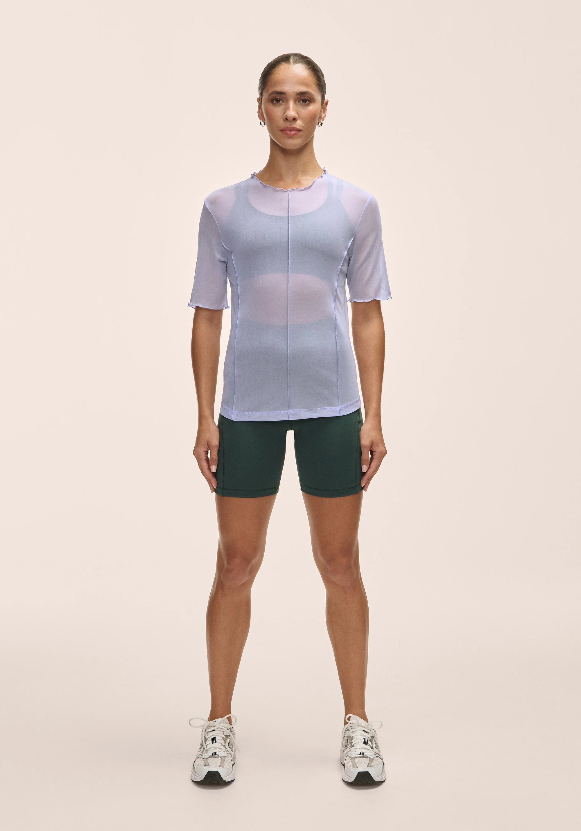 Seam Detail Mesh Tee - Blueberry Mist