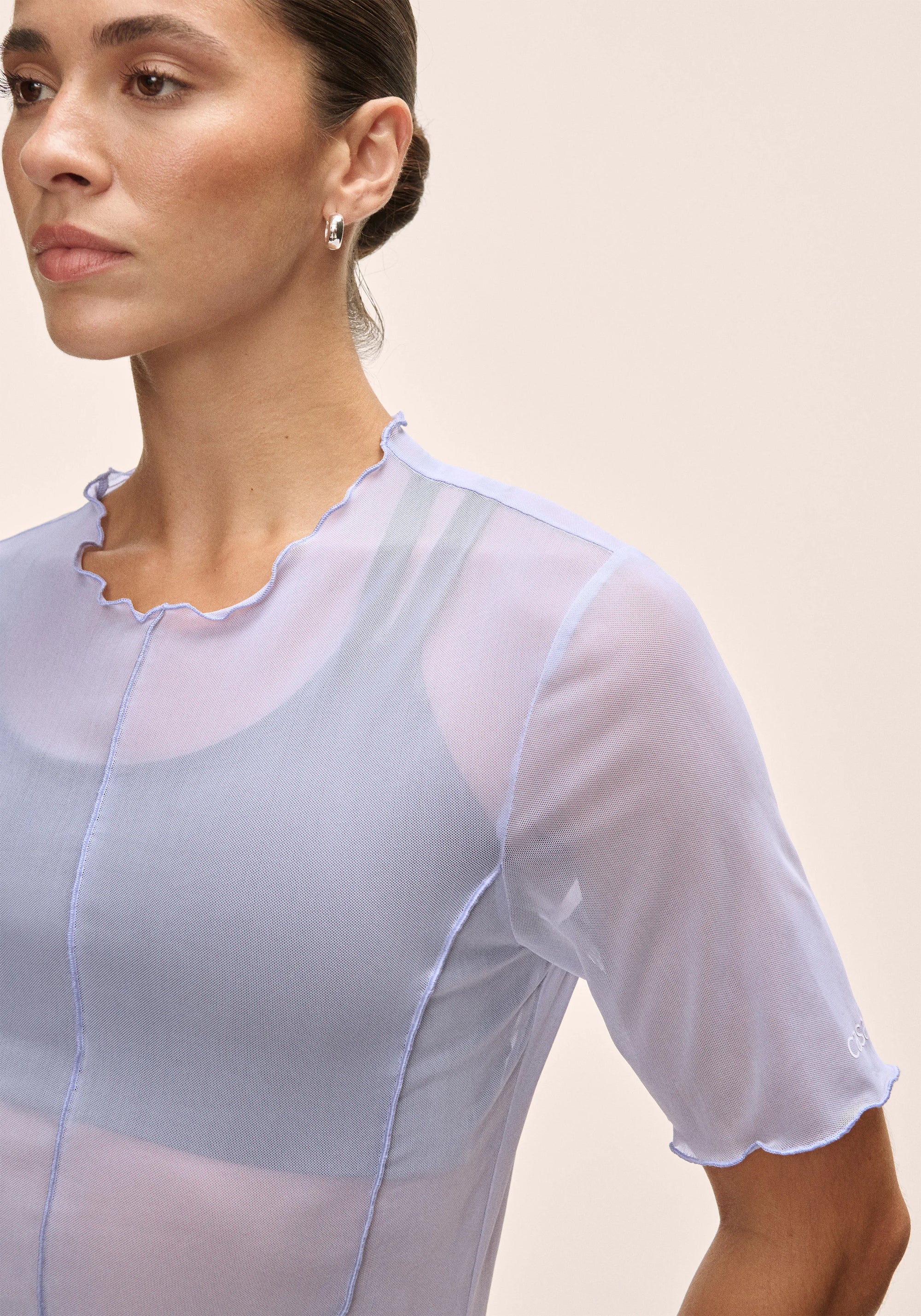 Seam Detail Mesh Tee - Blueberry Mist