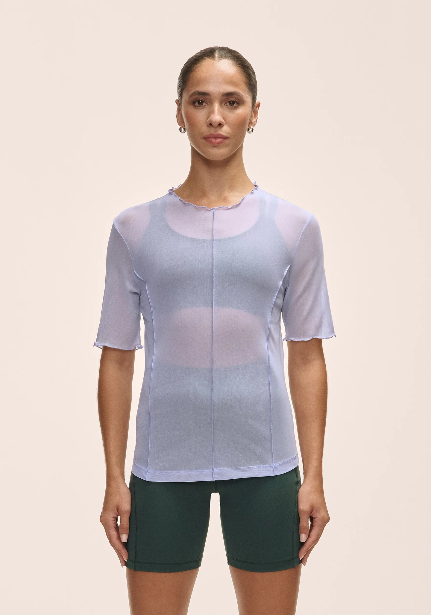 Seam Detail Mesh Tee Blueberry Mist