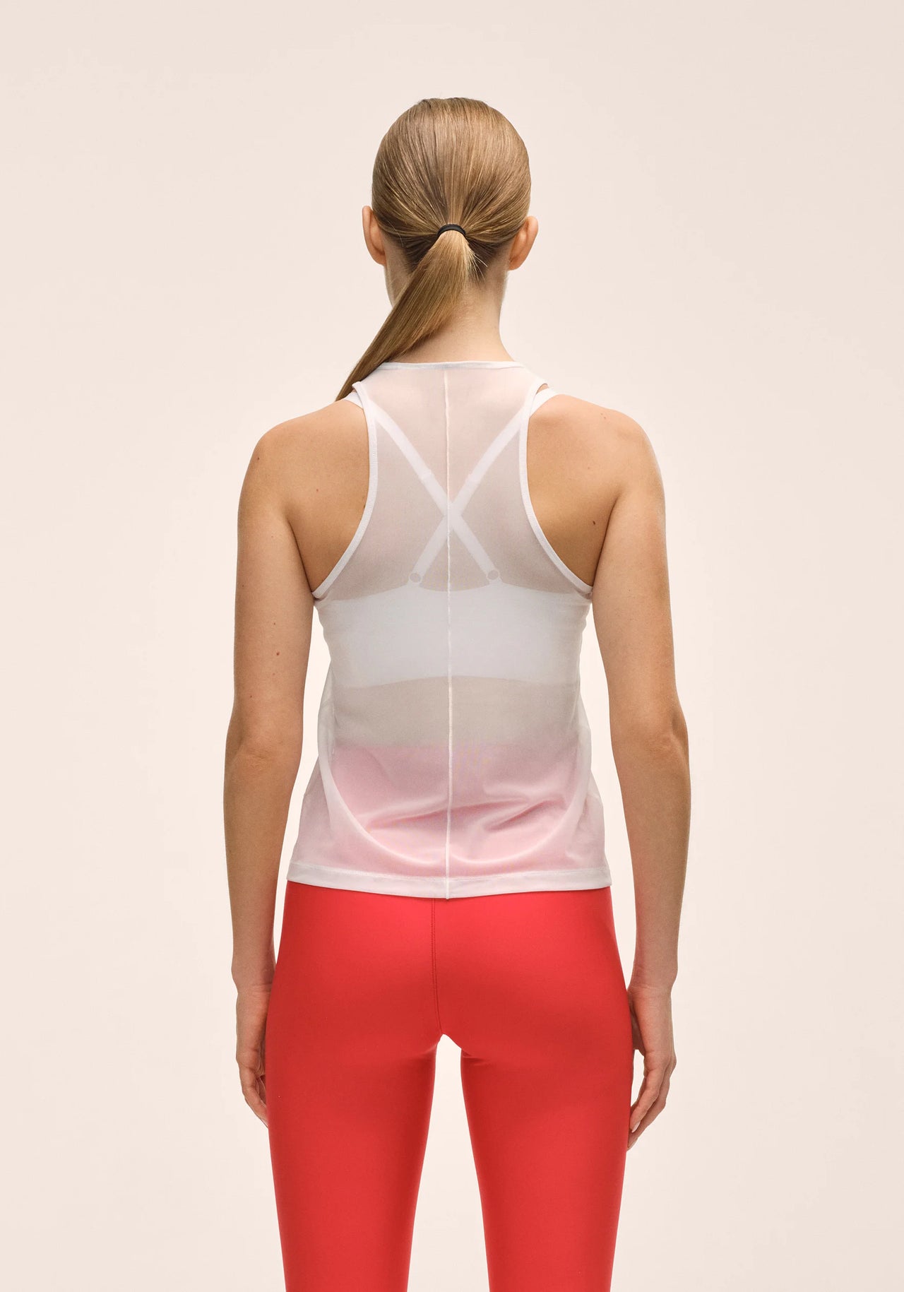 Seam Detail Mesh Tank - White