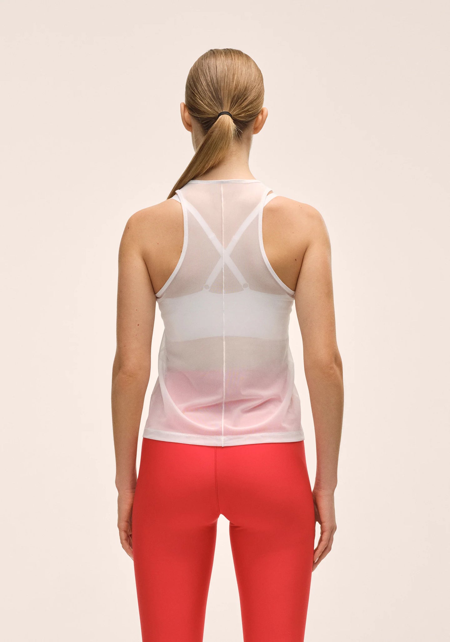 Seam Detail Mesh Tank - White