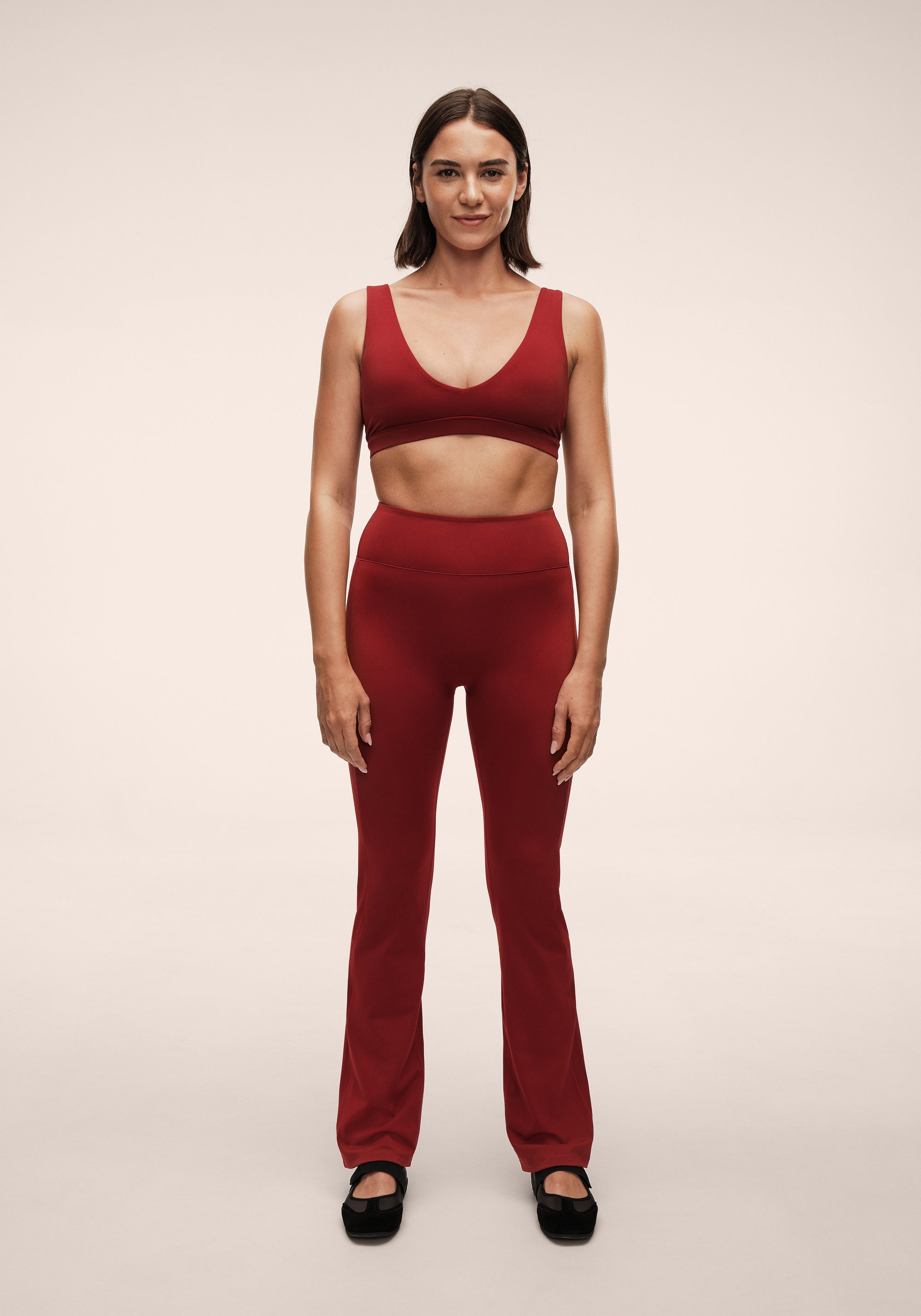 Soft Touch Flared Pants - Maroon Red