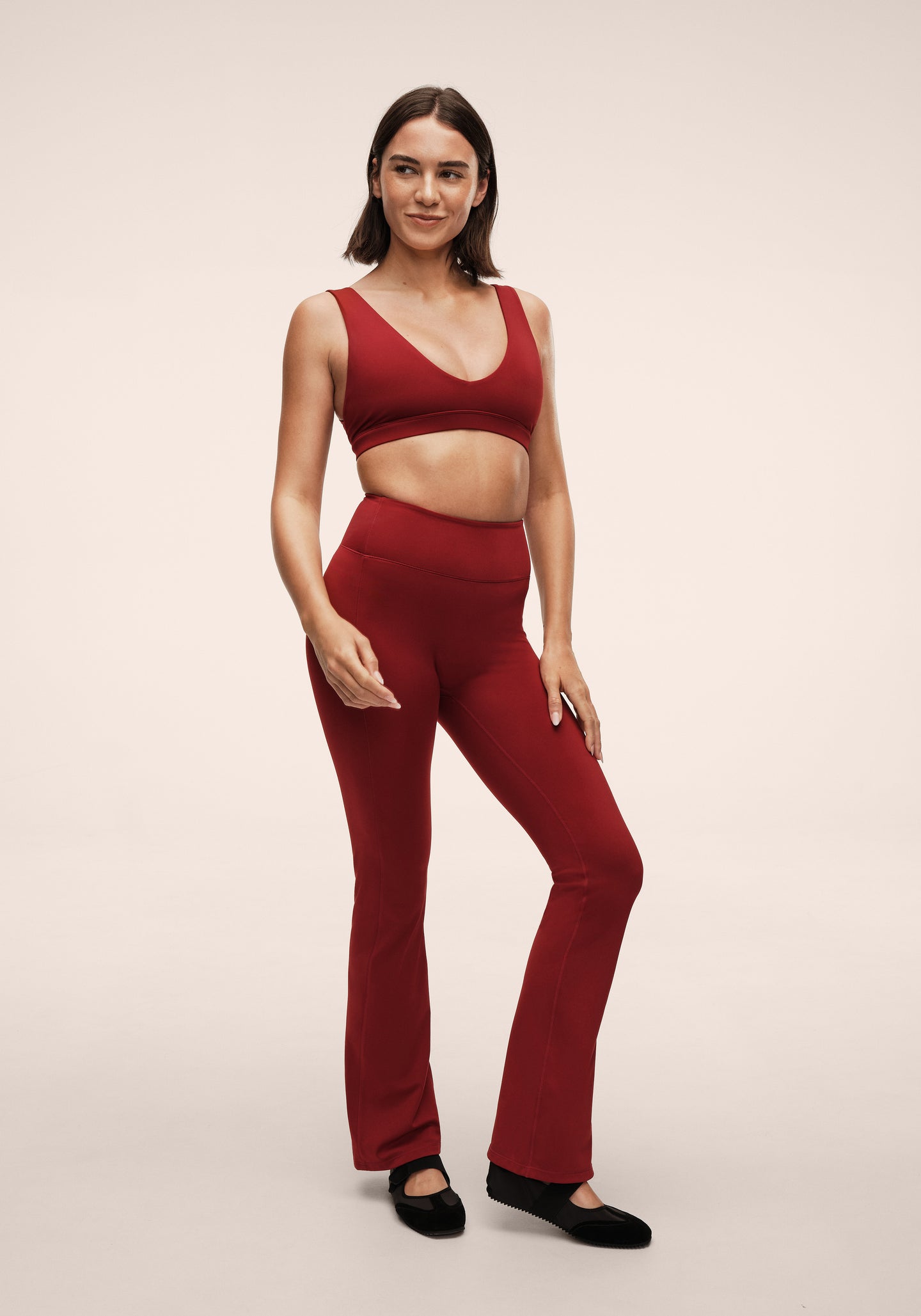 Soft Touch Flared Pants - Maroon Red