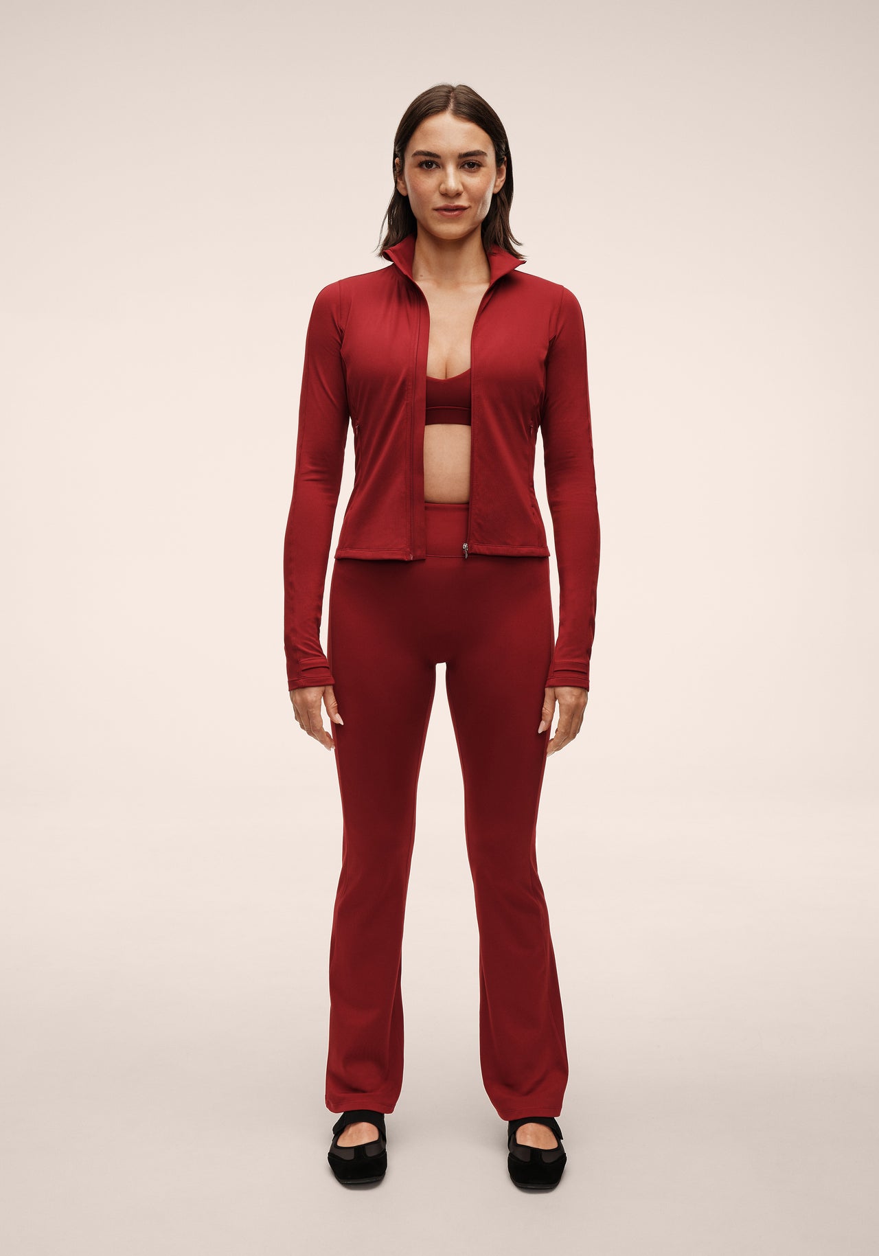 Soft Touch Flared Pants - Maroon Red