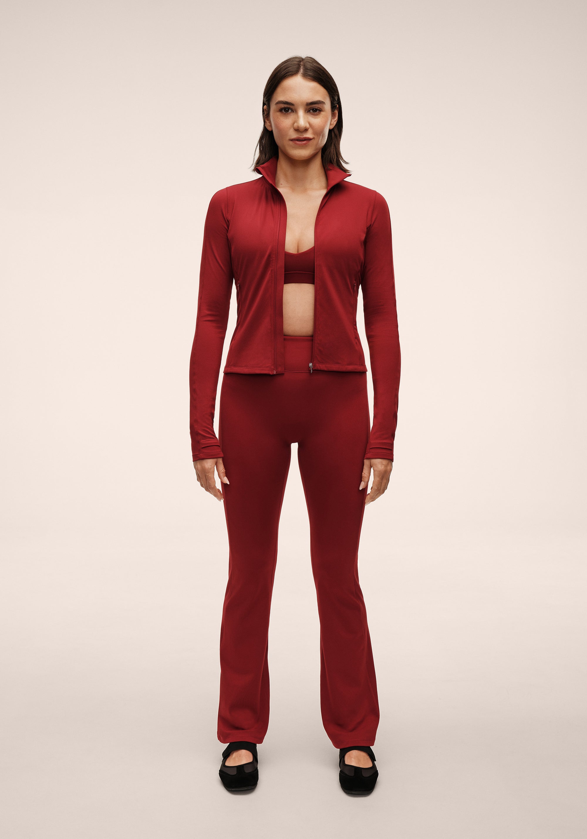Soft Touch Flared Pants - Maroon Red