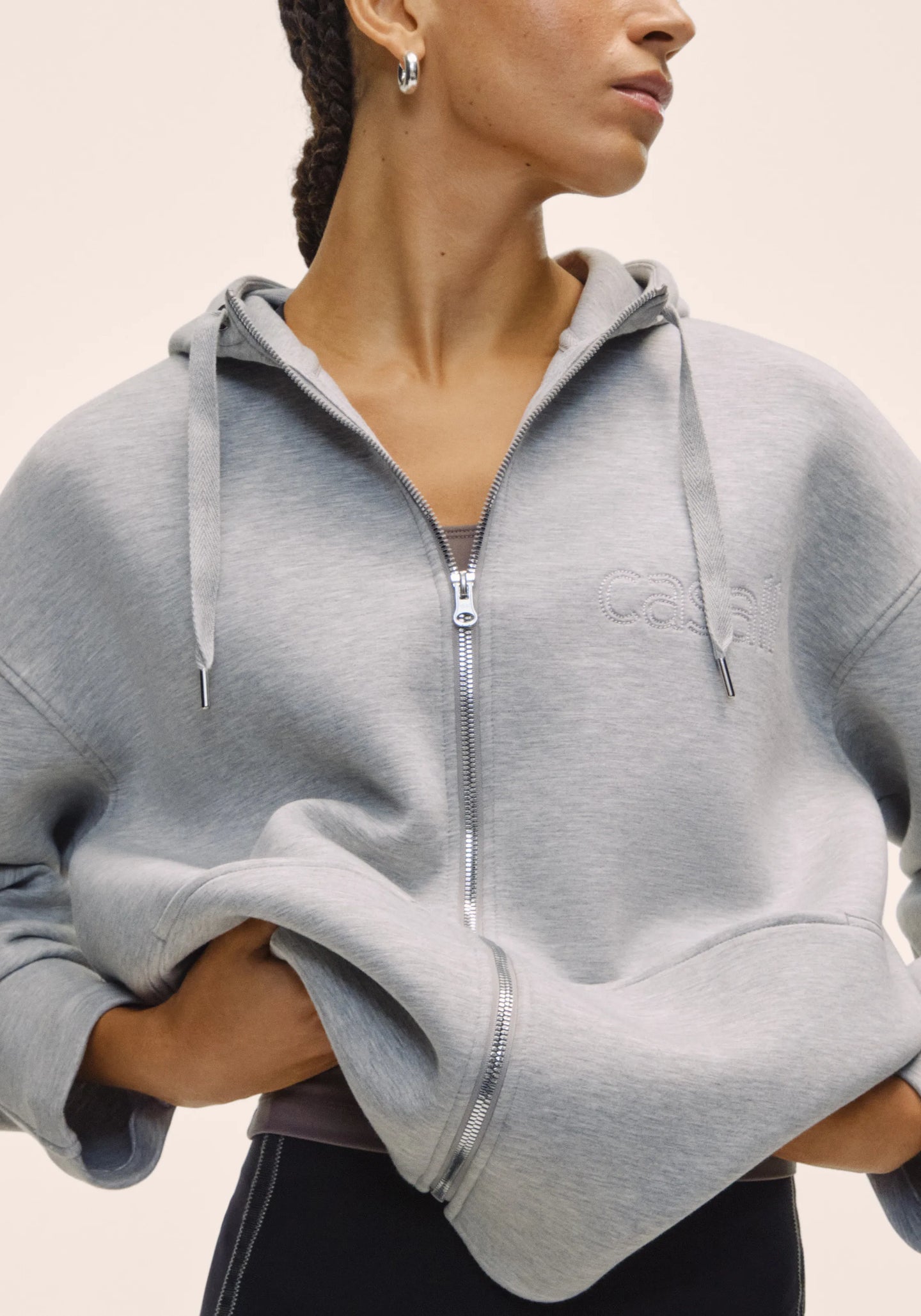 Scuba Billow Zip Hoodie - Grey Melange