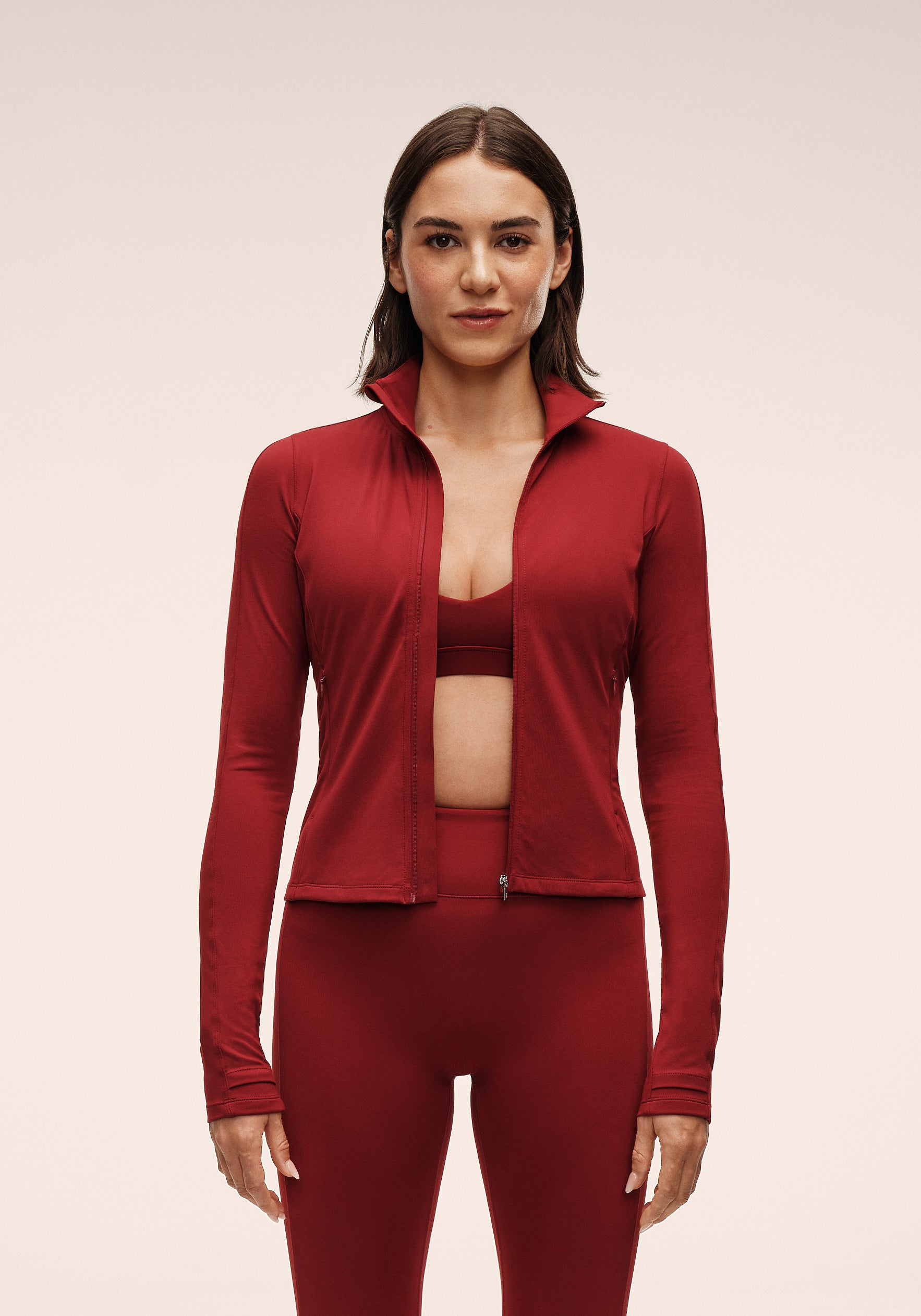 Soft Touch Zip Jacket - Maroon Red
