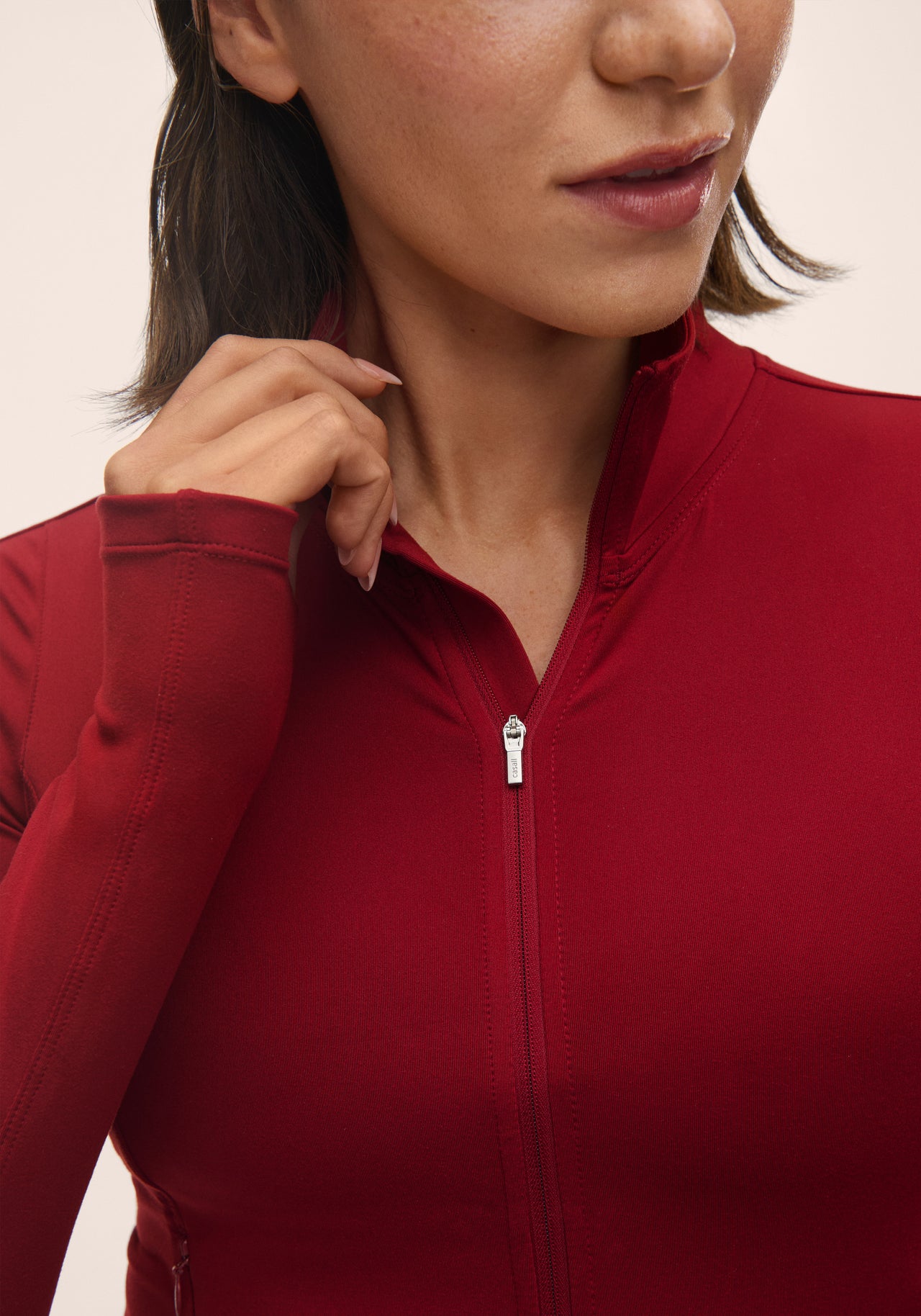 Soft Touch Zip Jacket - Maroon Red