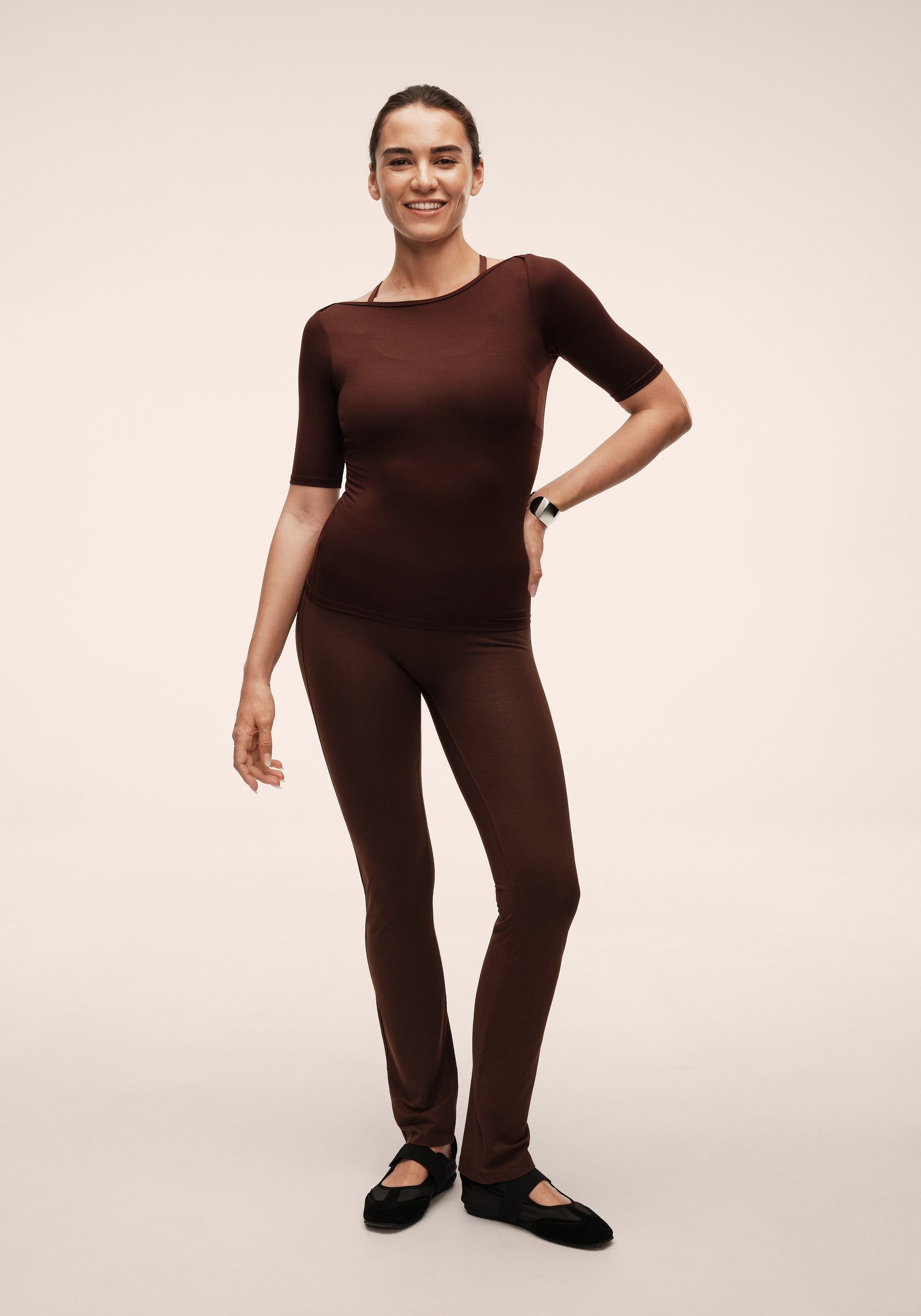 Delight Boatneck Tee - Dark Brown