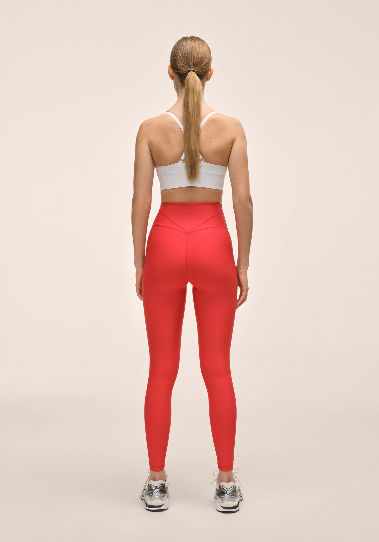 V-shape High Waist Tights - Bold Red
