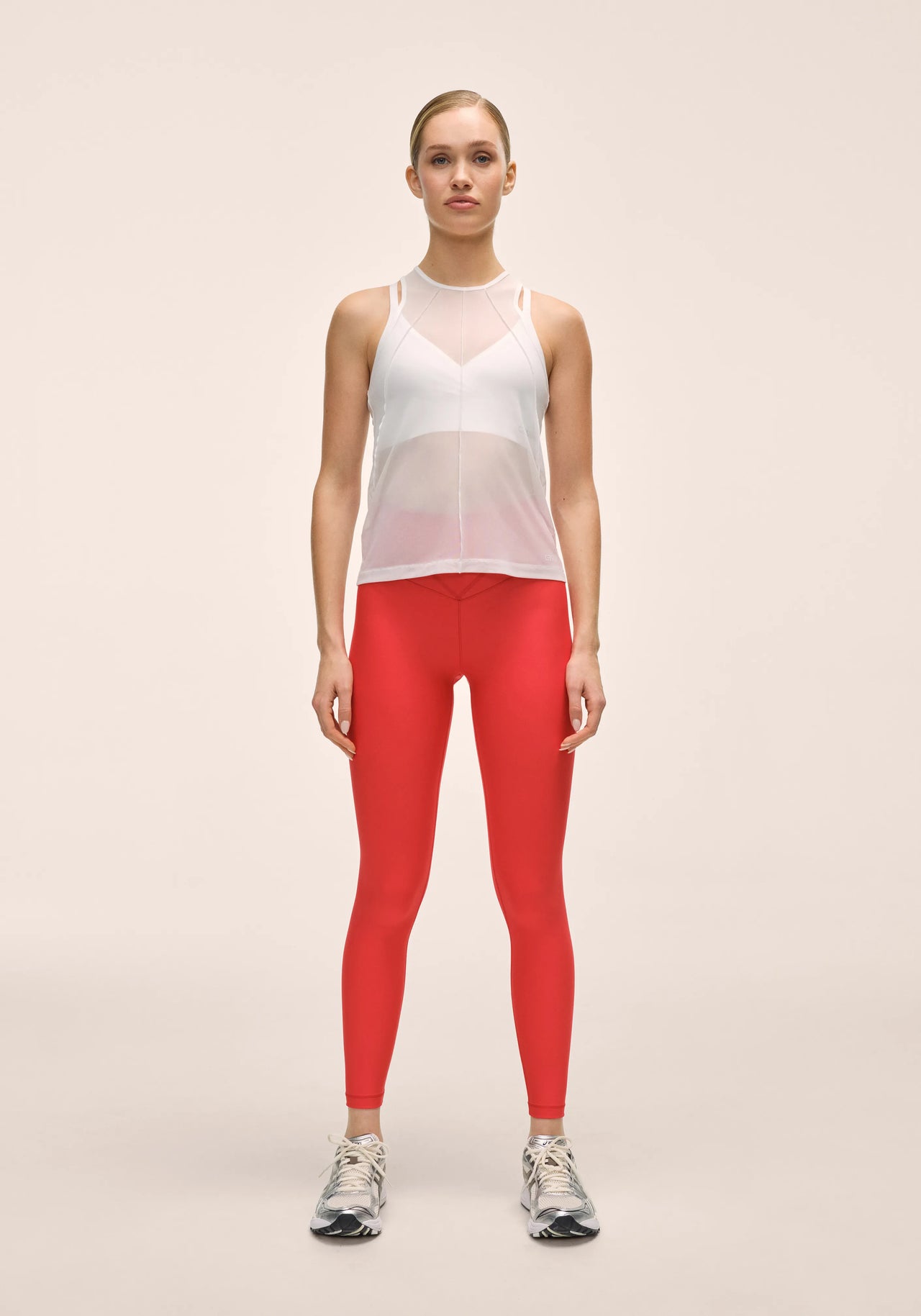 V-shape High Waist Tights - Bold Red