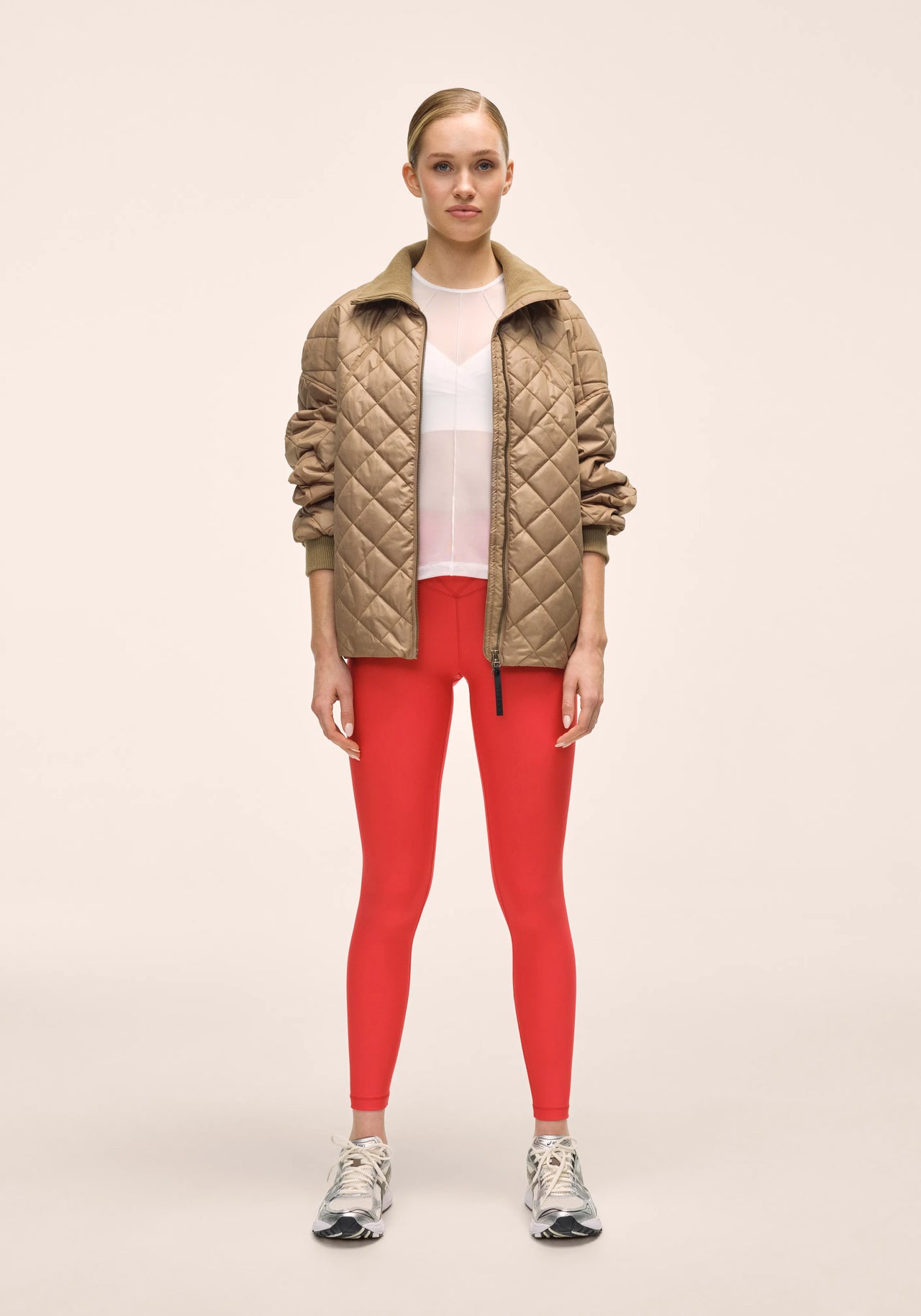 V-shape High Waist Tights - Bold Red