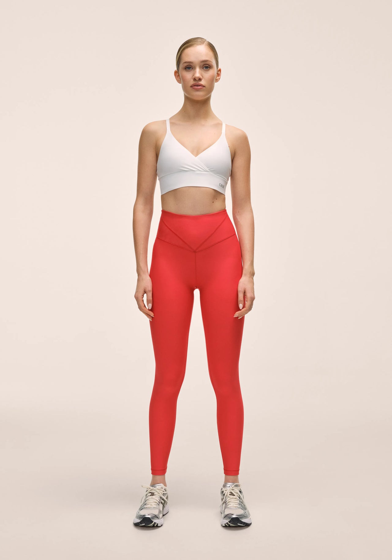 V-shape High Waist Tights - Bold Red