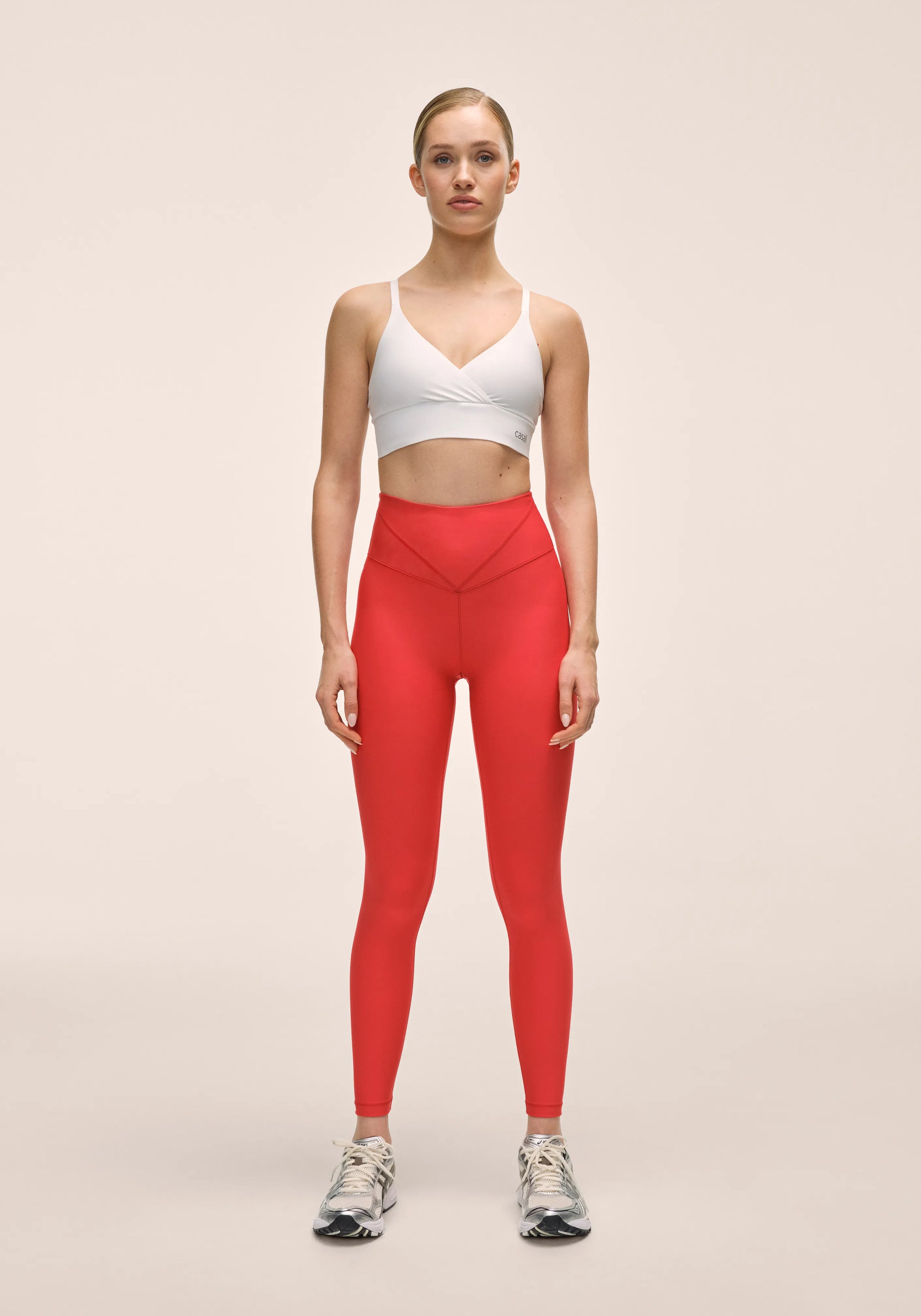 V-shape High Waist Tights - Bold Red