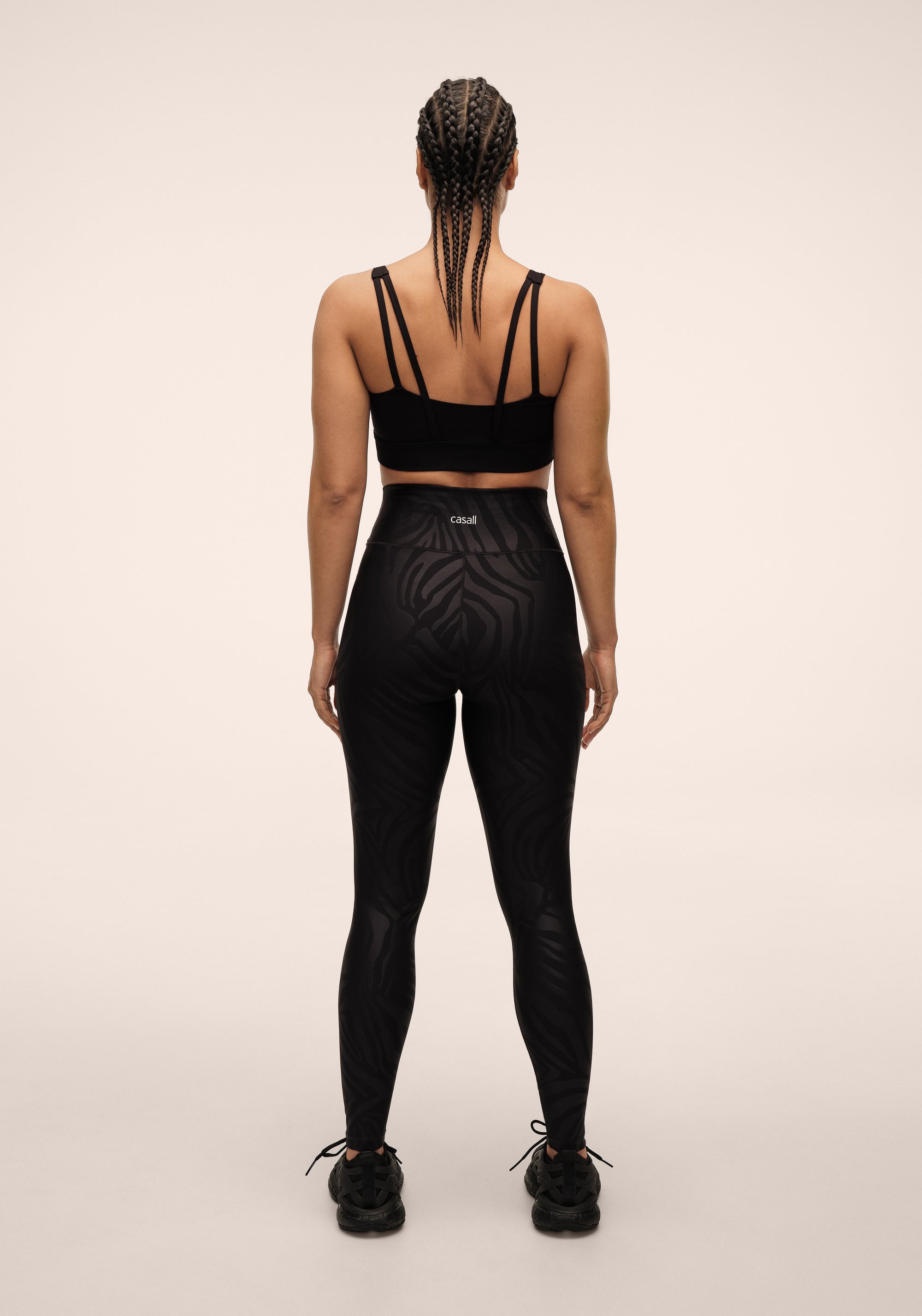 Heat Printed High Waist Tights - Black Geo