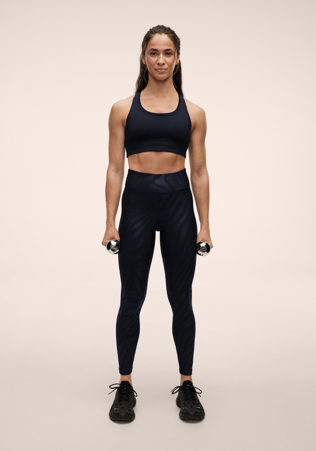 Heat Printed High Waist Tights - Zebra Navy
