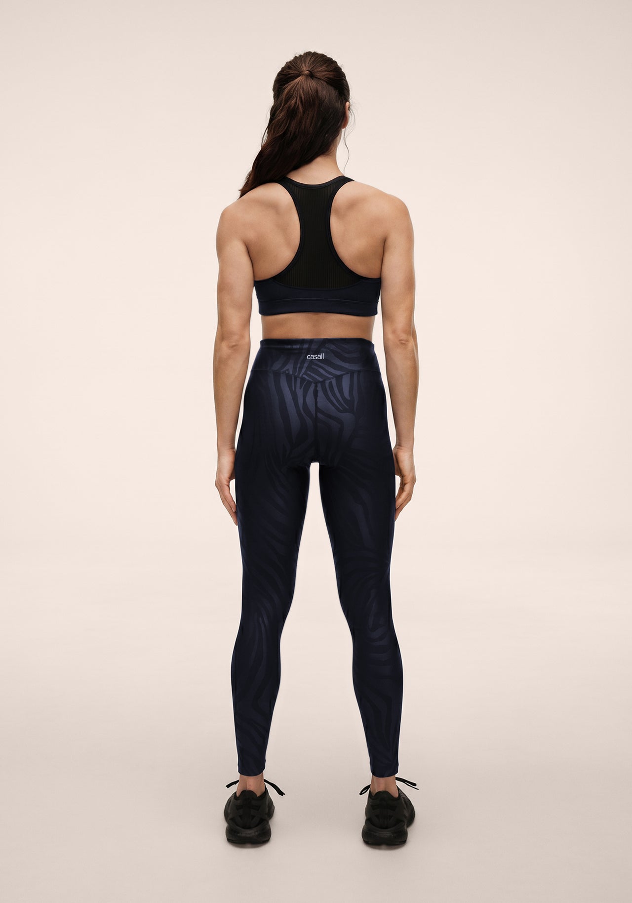 Heat Printed High Waist Tights - Zebra Navy