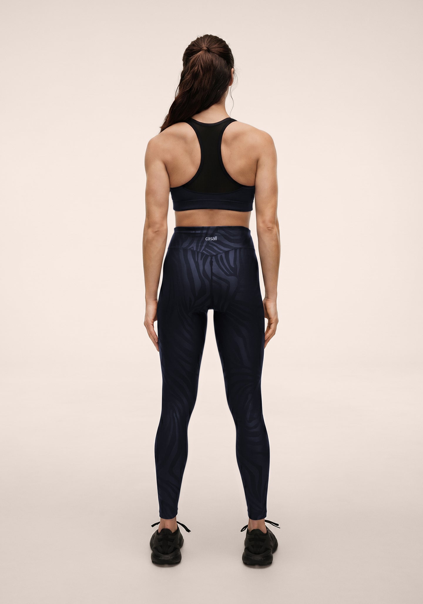 Heat Printed High Waist Tights - Zebra Navy