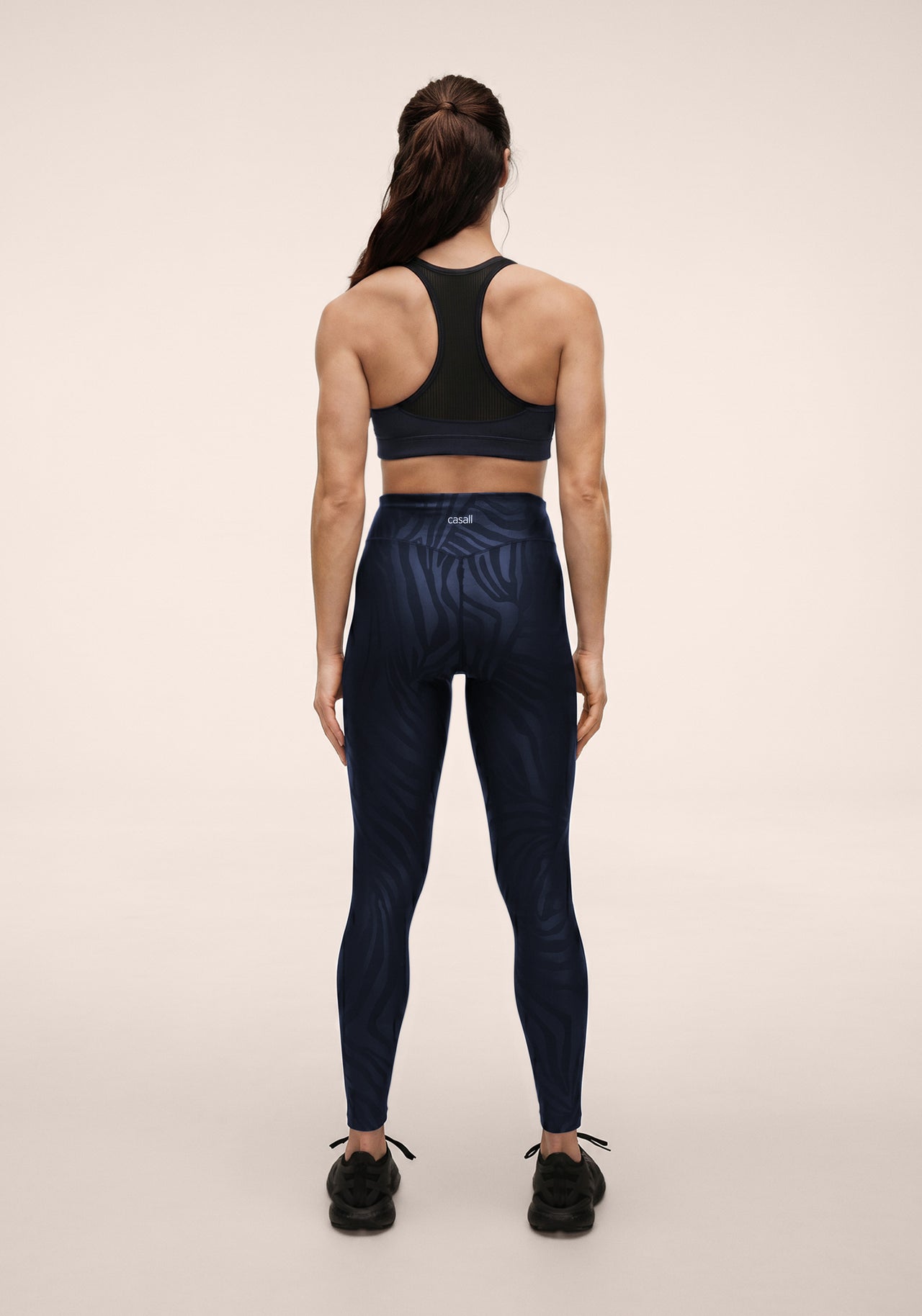 Heat Printed High Waist Tights - Zebra Navy