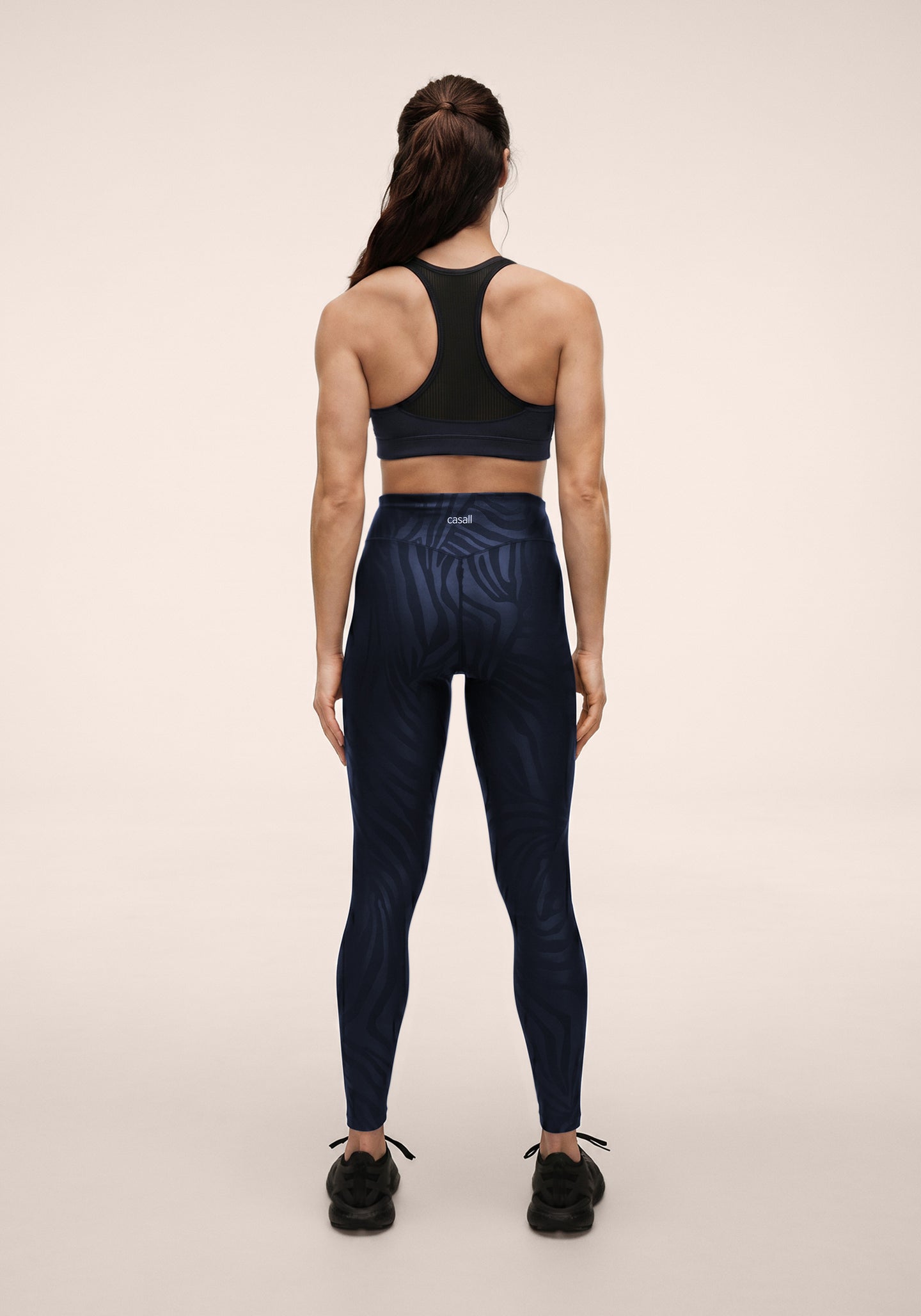 Heat Printed High Waist Tights - Zebra Navy