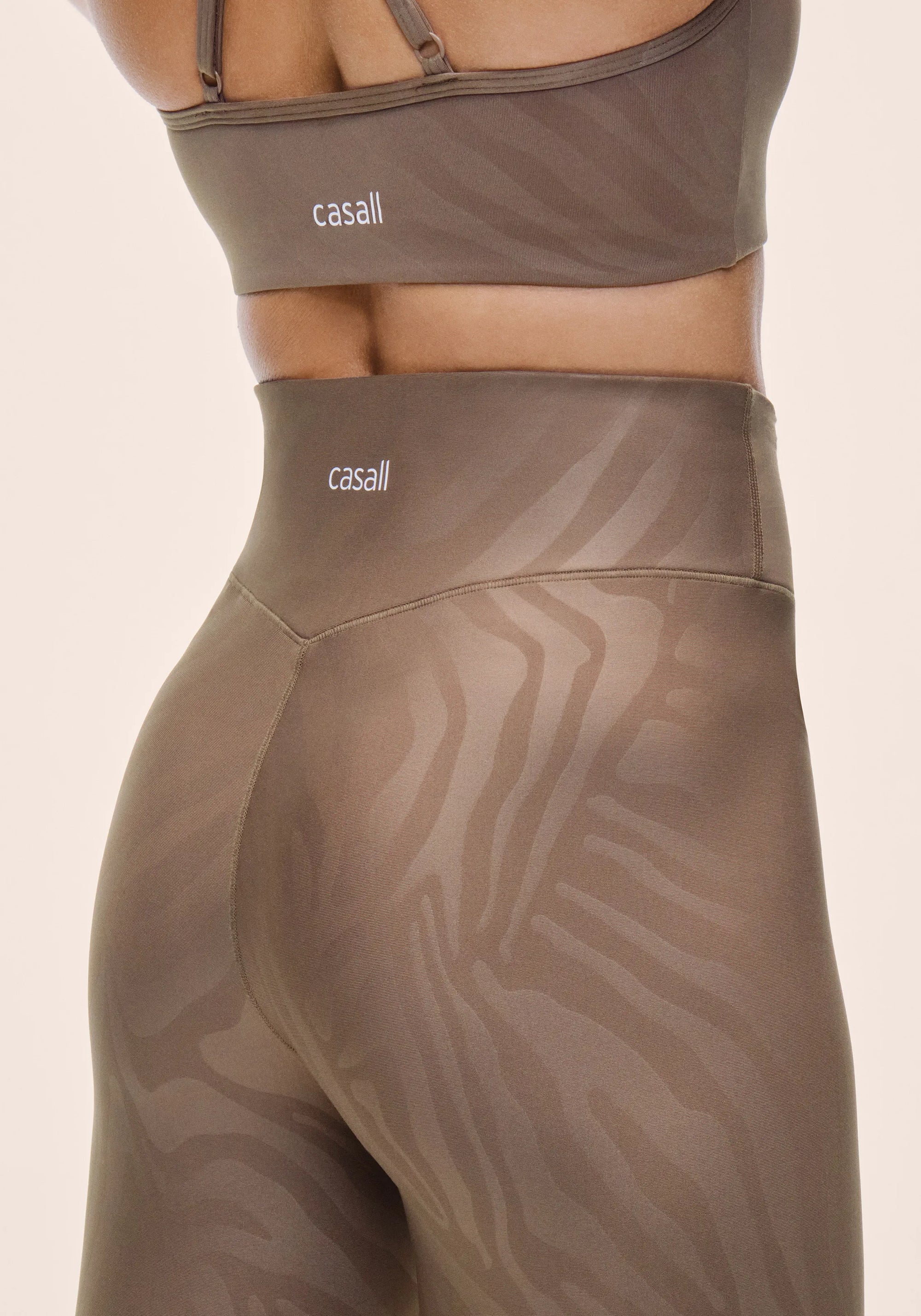 Heat Printed High Waist Tights - Zebra Khaki