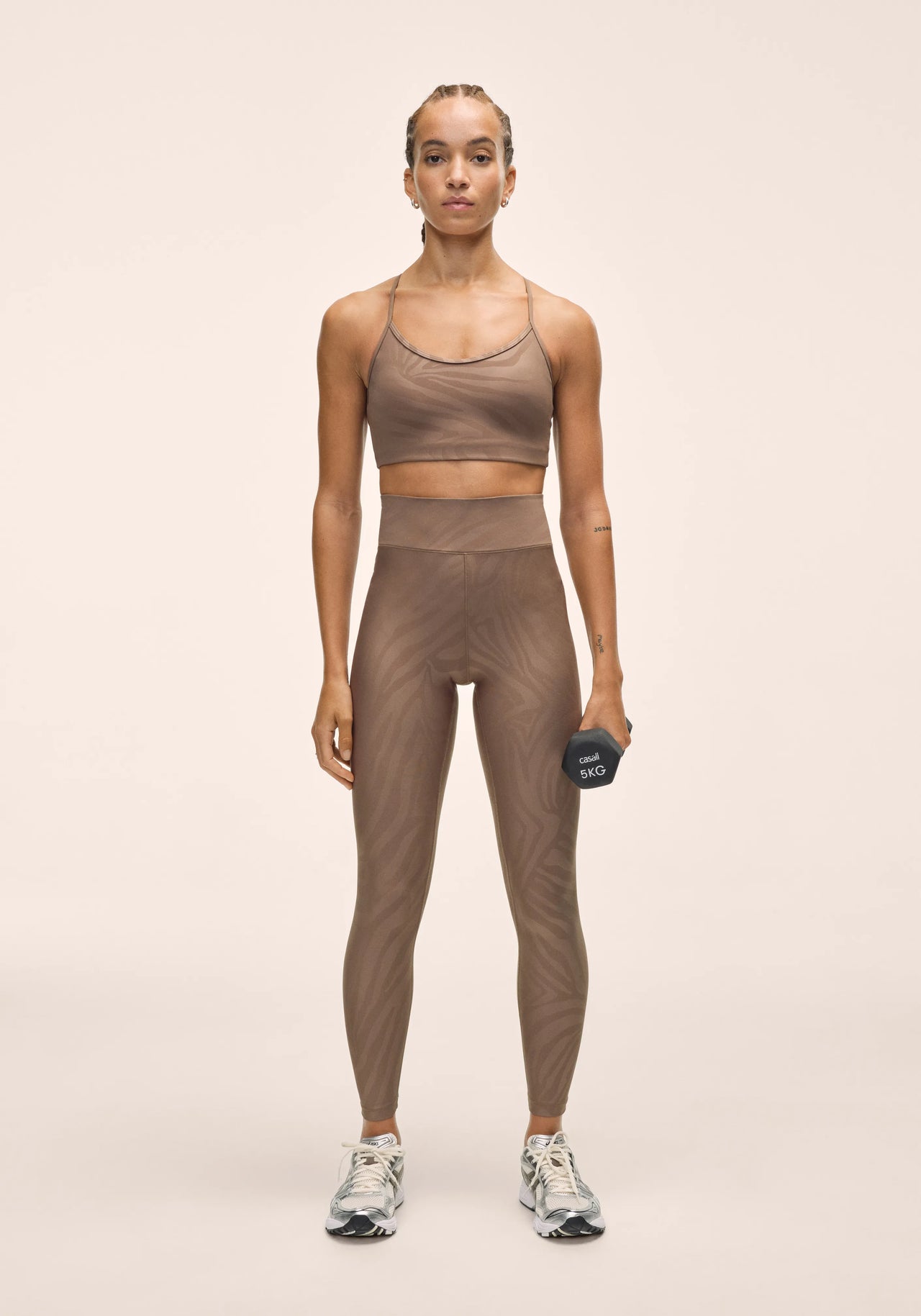 Heat Printed High Waist Tights - Zebra Khaki