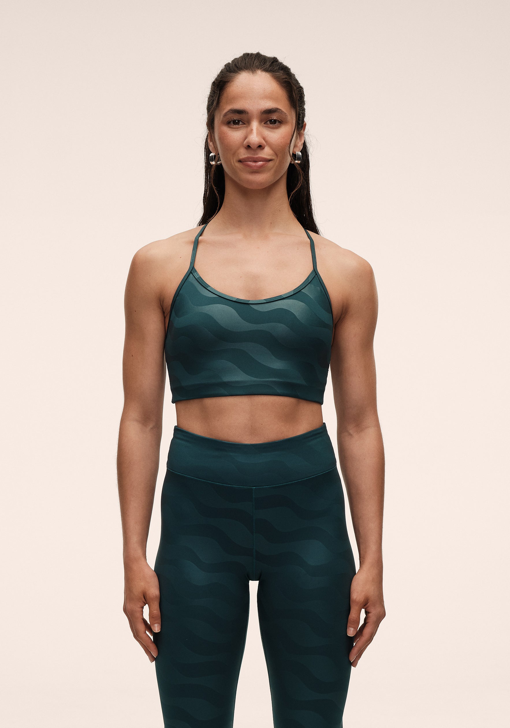 Sleek Strappy Sports Bra Printed - Ocean Geo