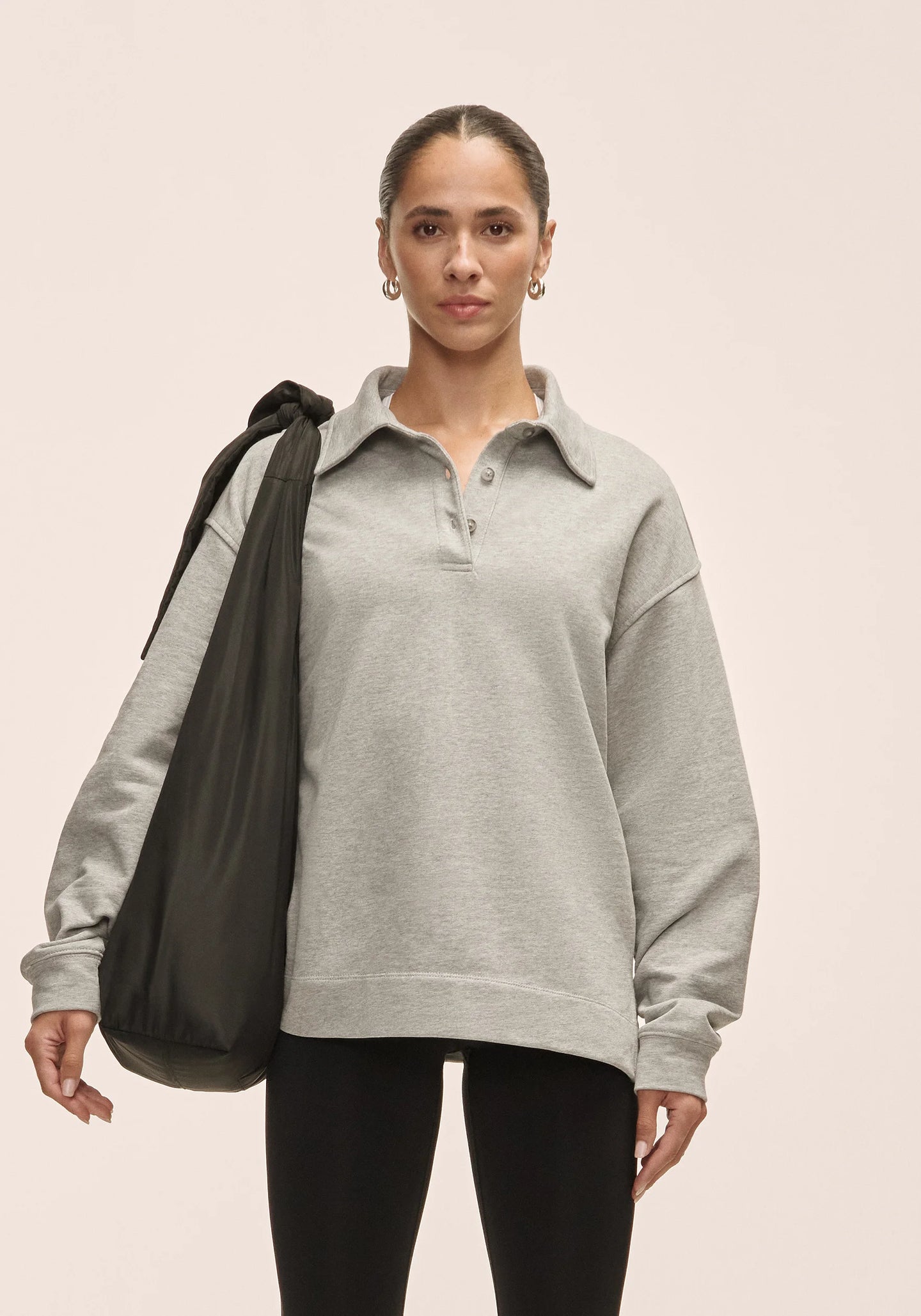 Polo Collar Terry Sweater Grey Melange
