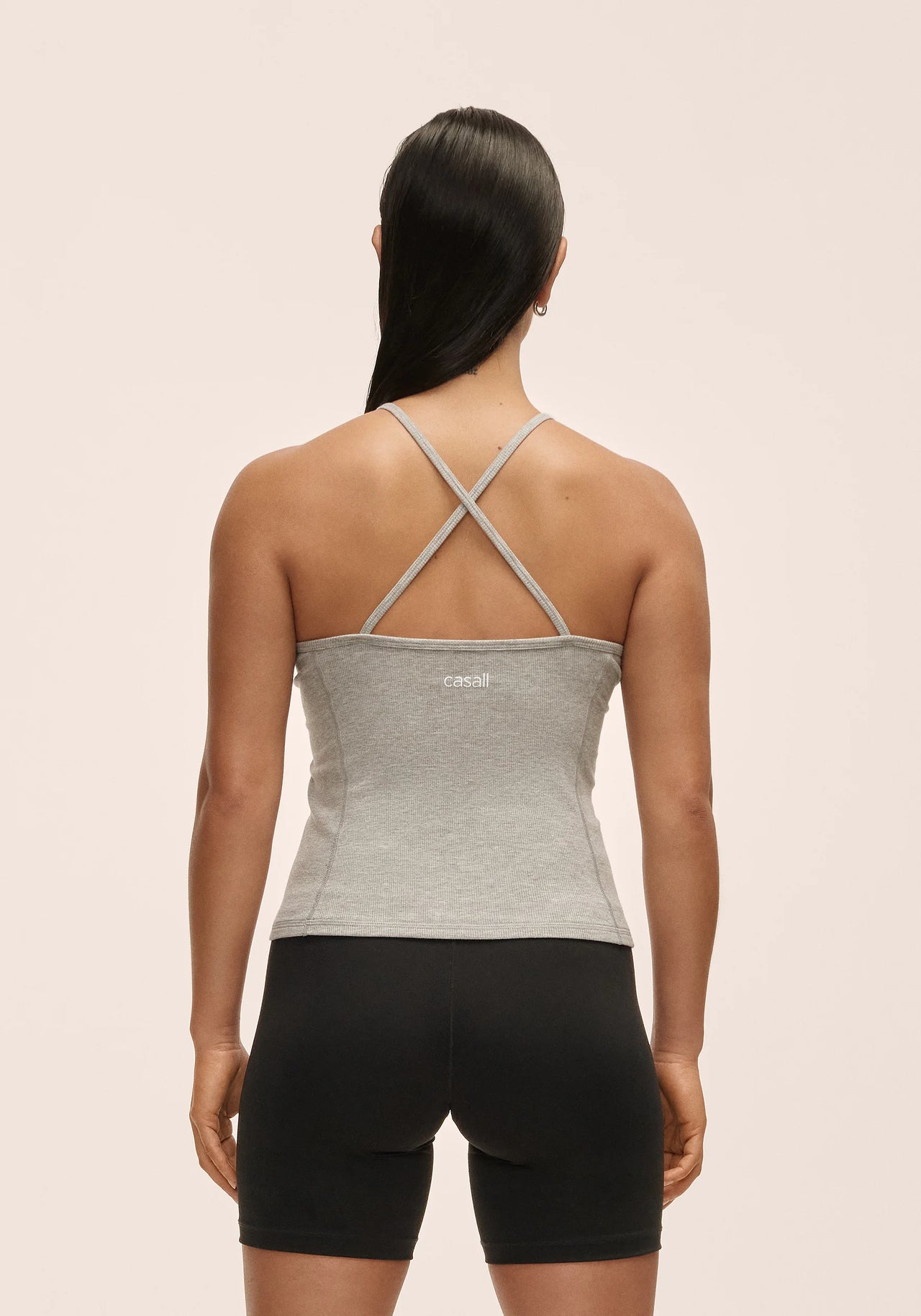 Slim Rib Strap Tank - Grey Melange