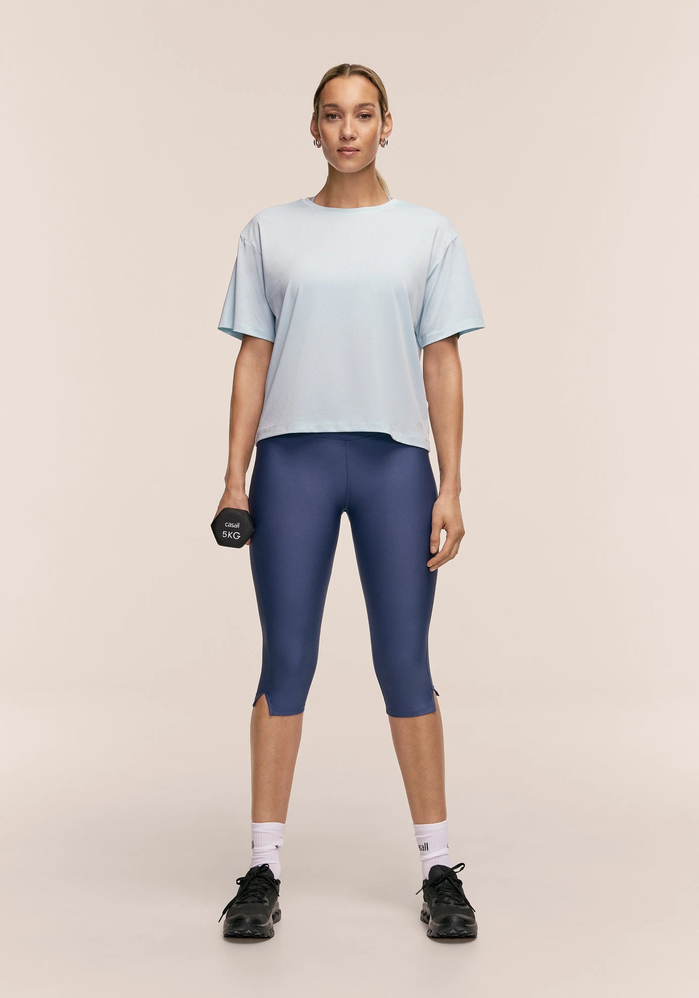 Capri Slit Regular Waist Tights - Blue Shadow