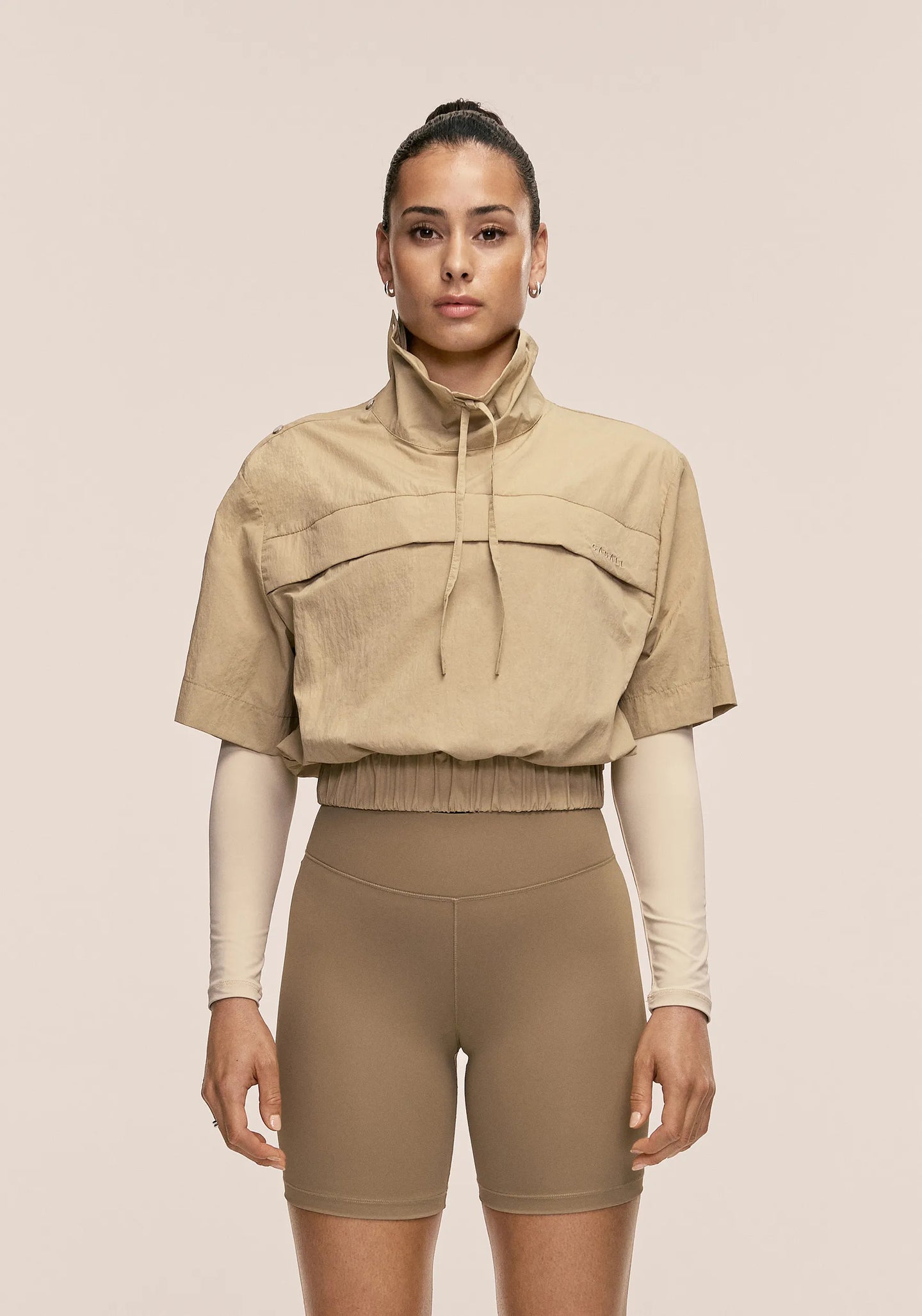 Active Short Sleeve Track Jacket - Dark Sand