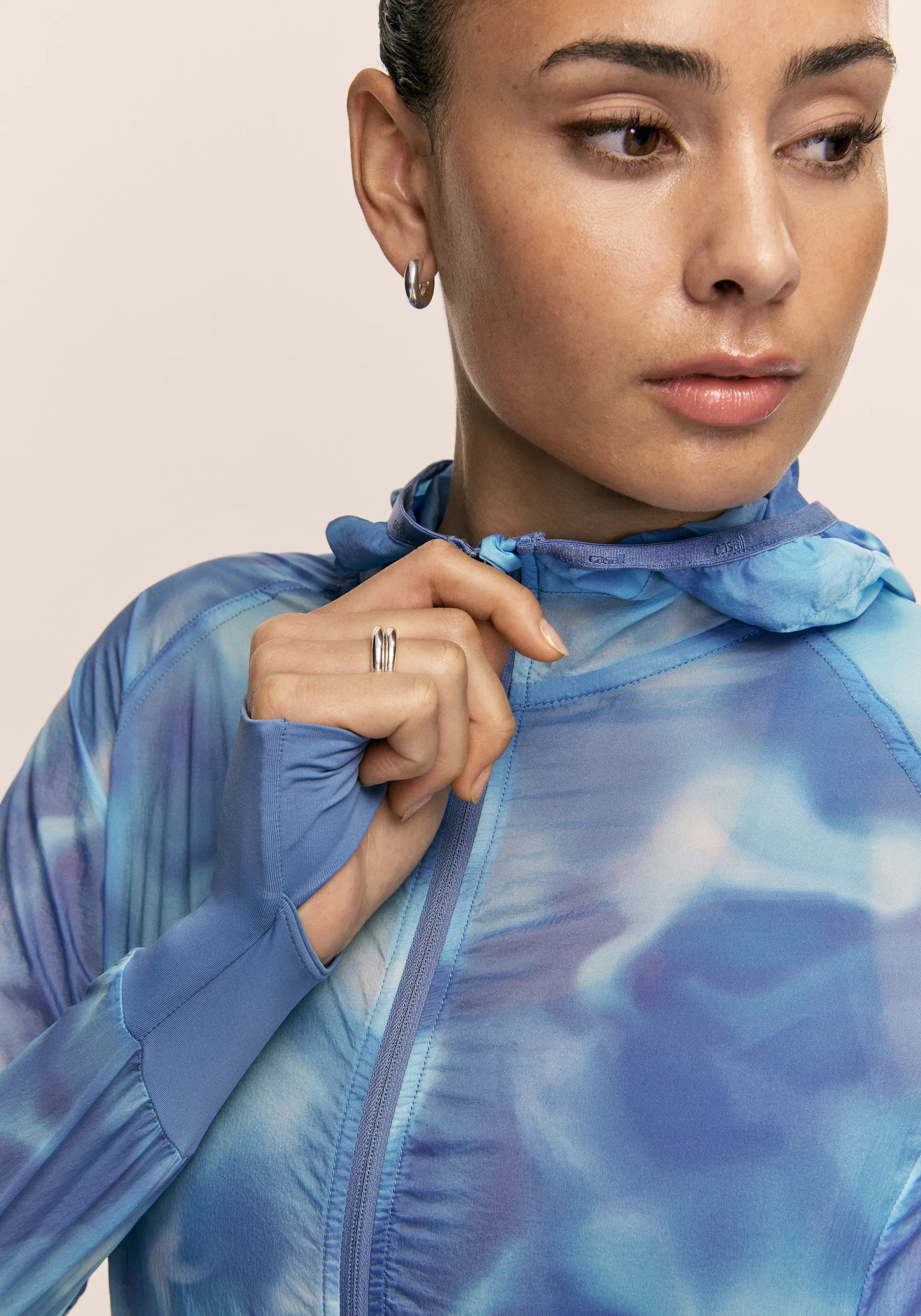 Breeze Printed Running Jacket  - Breeze Blue Shadow