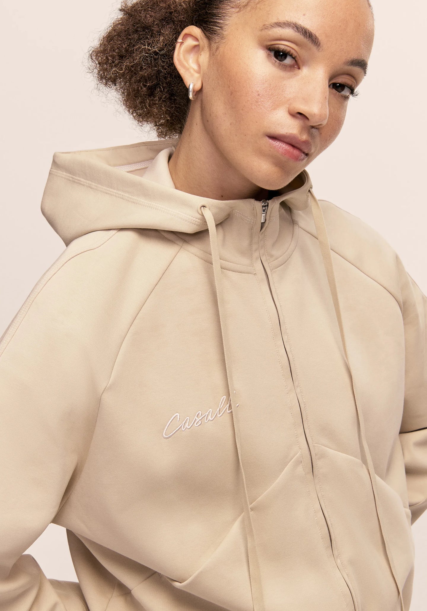 Aria Zip Hoodie Jacket - Ecru