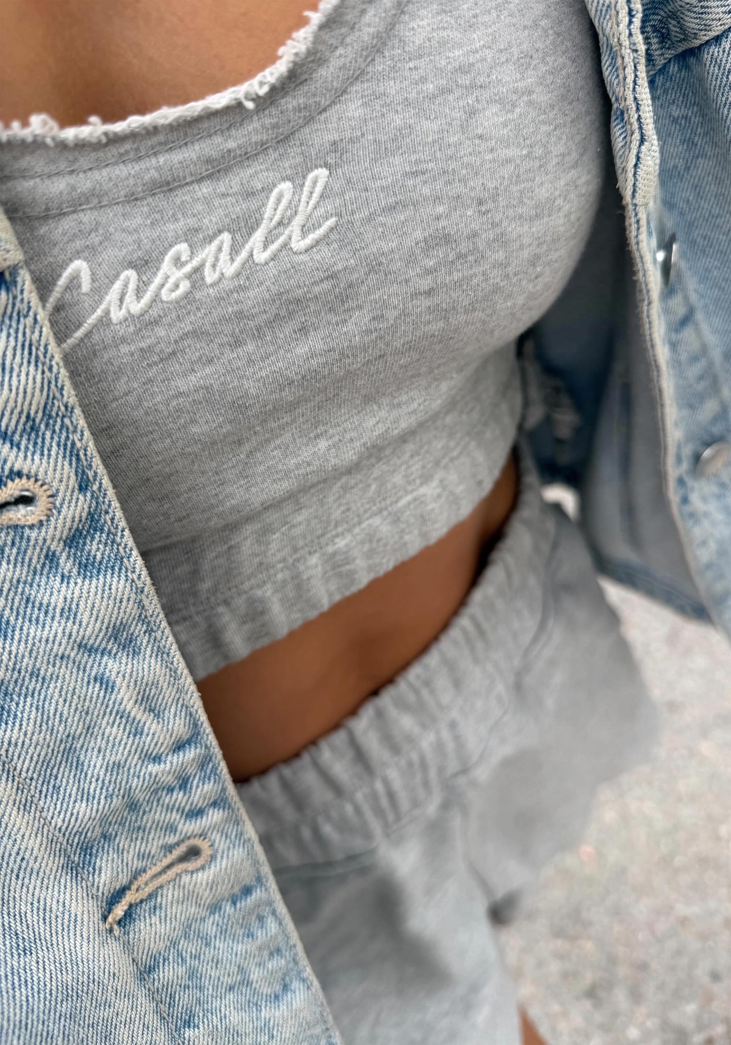 Reversed Seam Terry Top - Grey Melange