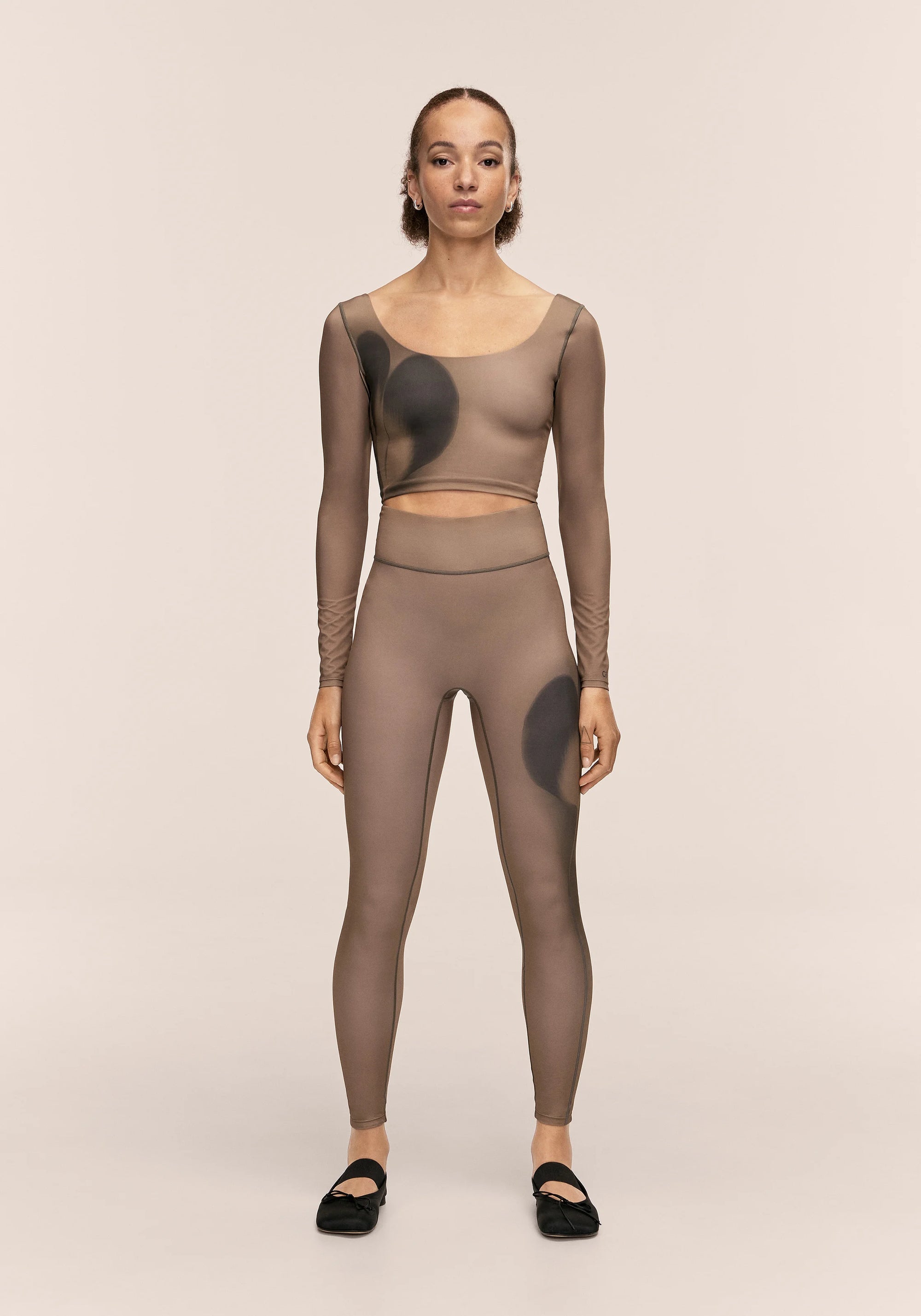 Aura Flower Print Long Sleeve - Aura Lt Khaki