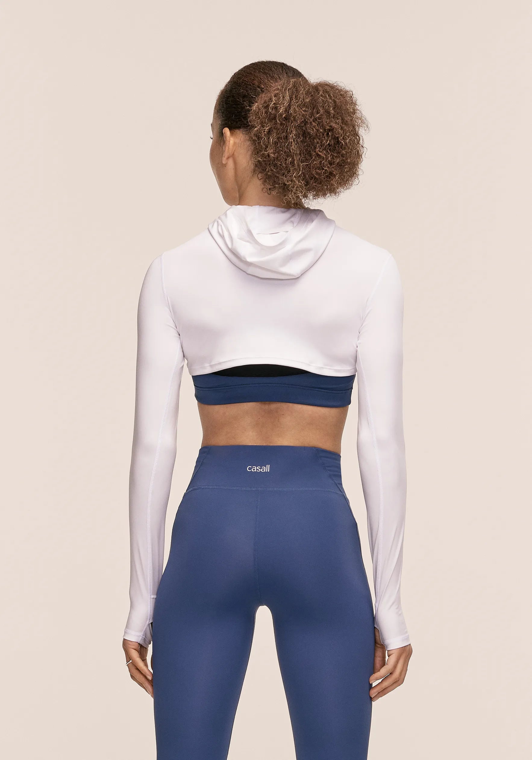 Neat Cropped Pony Tail Hood - White