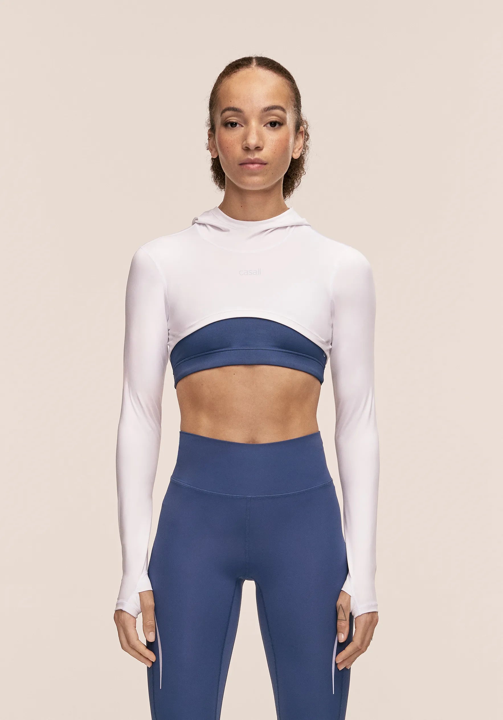 Neat Cropped Pony Tail Hood - White