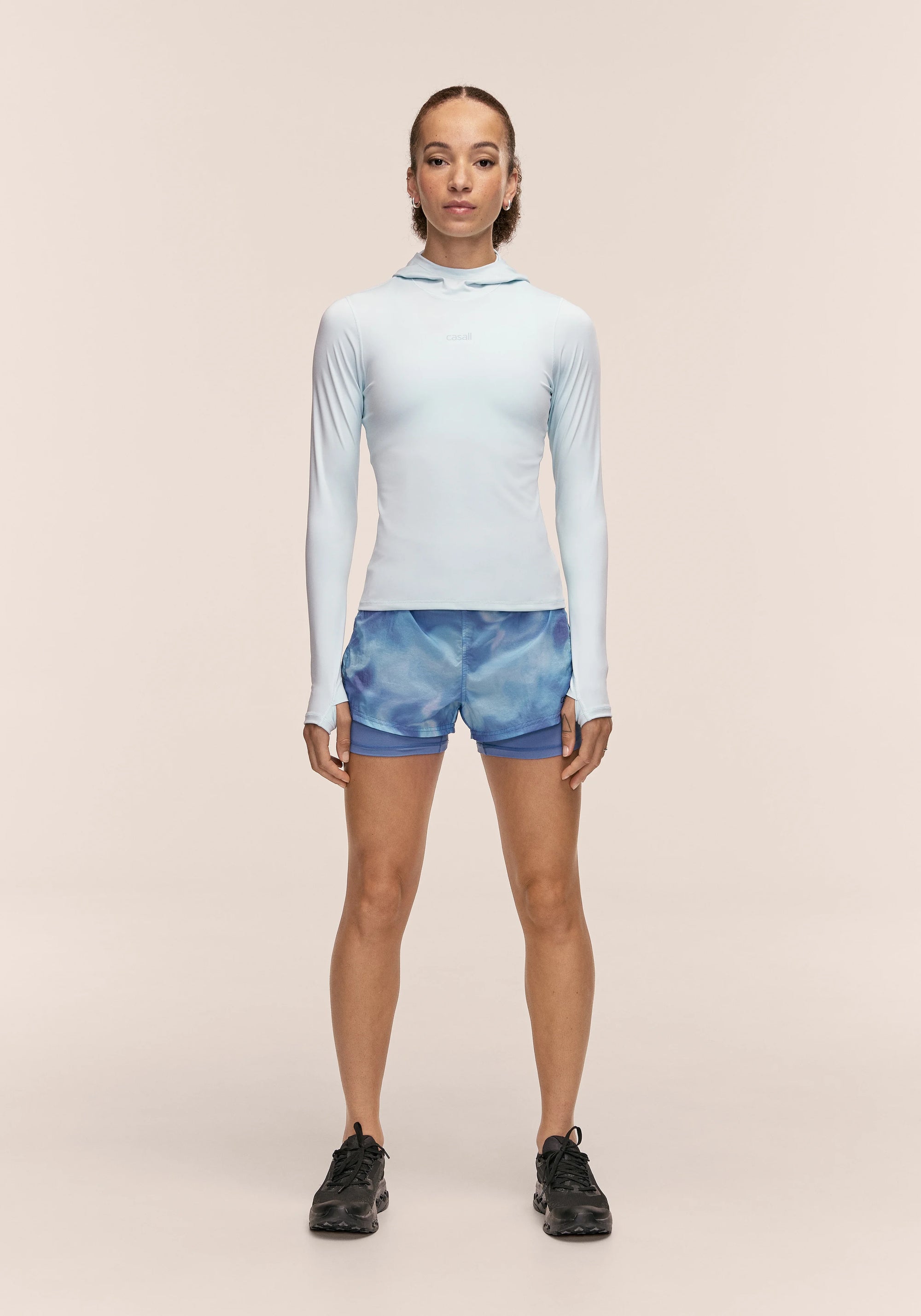 Neat Long Sleeve Hood - Aqua Glow