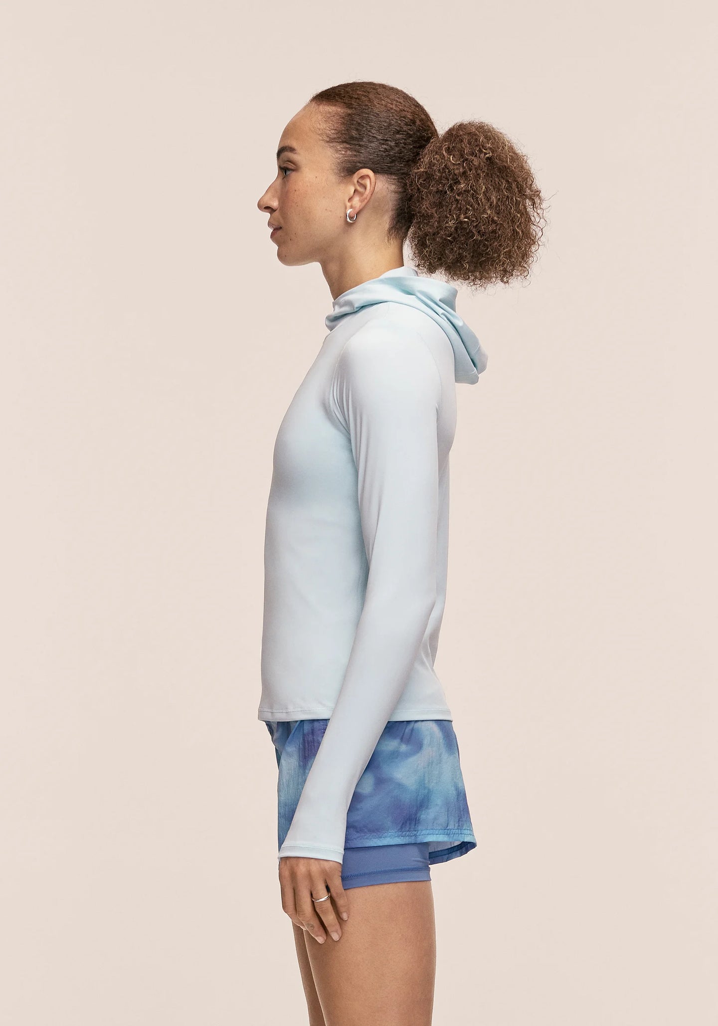 Neat Long Sleeve Hood - Aqua Glow