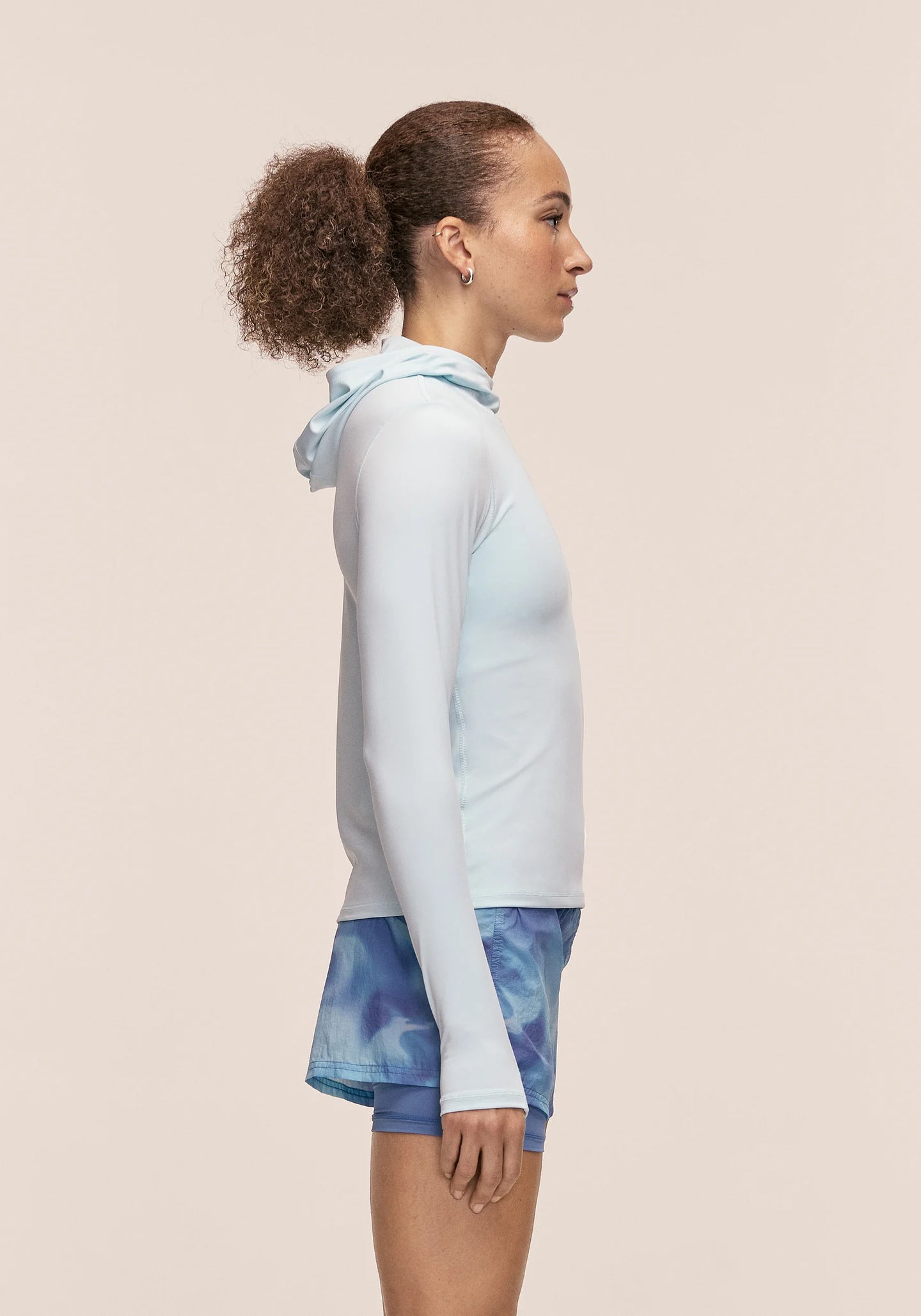 Neat Long Sleeve Hood - Aqua Glow