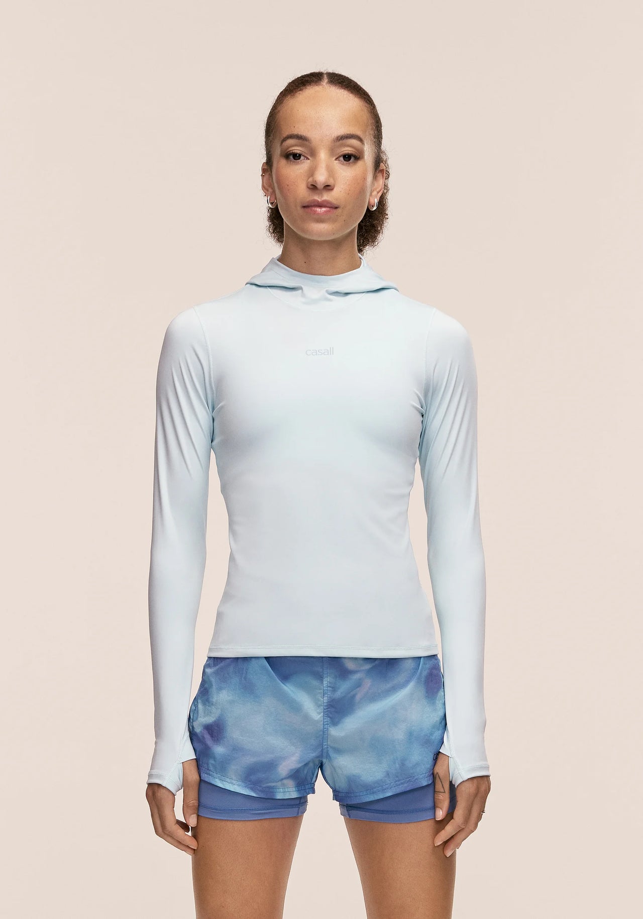 Neat Long Sleeve Hood - Aqua Glow